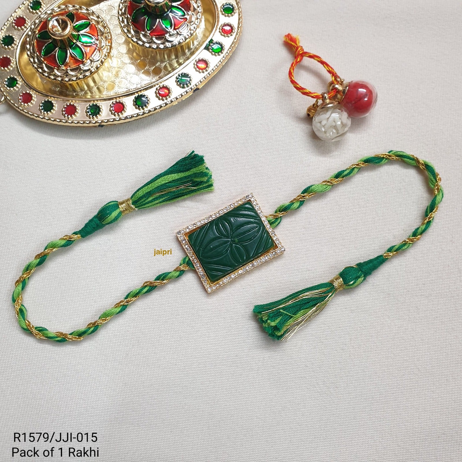Dark Green Stone Rakhi