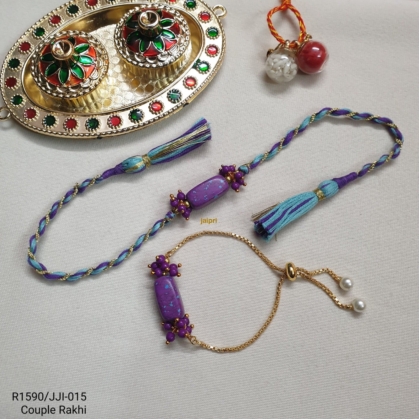 Purple Stone Bhaiya Bhabhi Rakhi