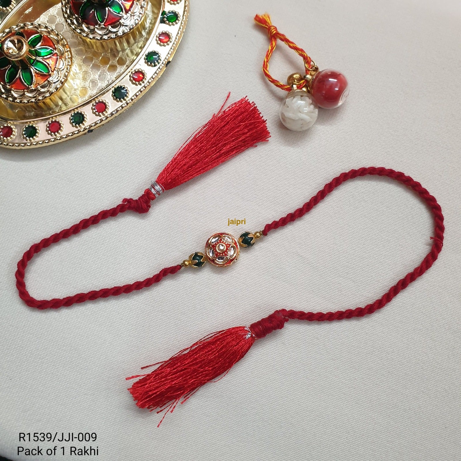 Red Kundan Meenakari Rakhi