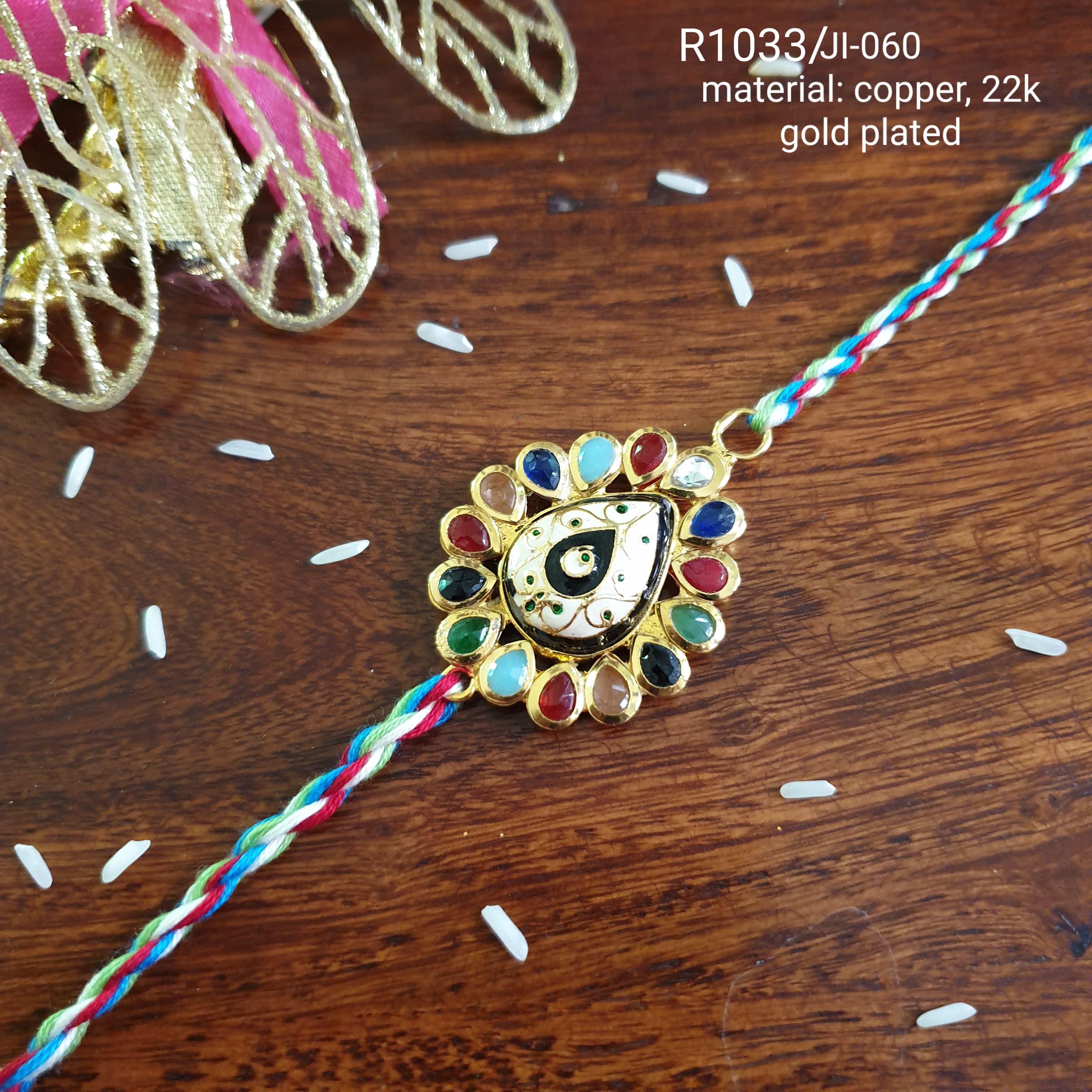 22k Gold Plated Meenakari Rakhi (Pack of One)