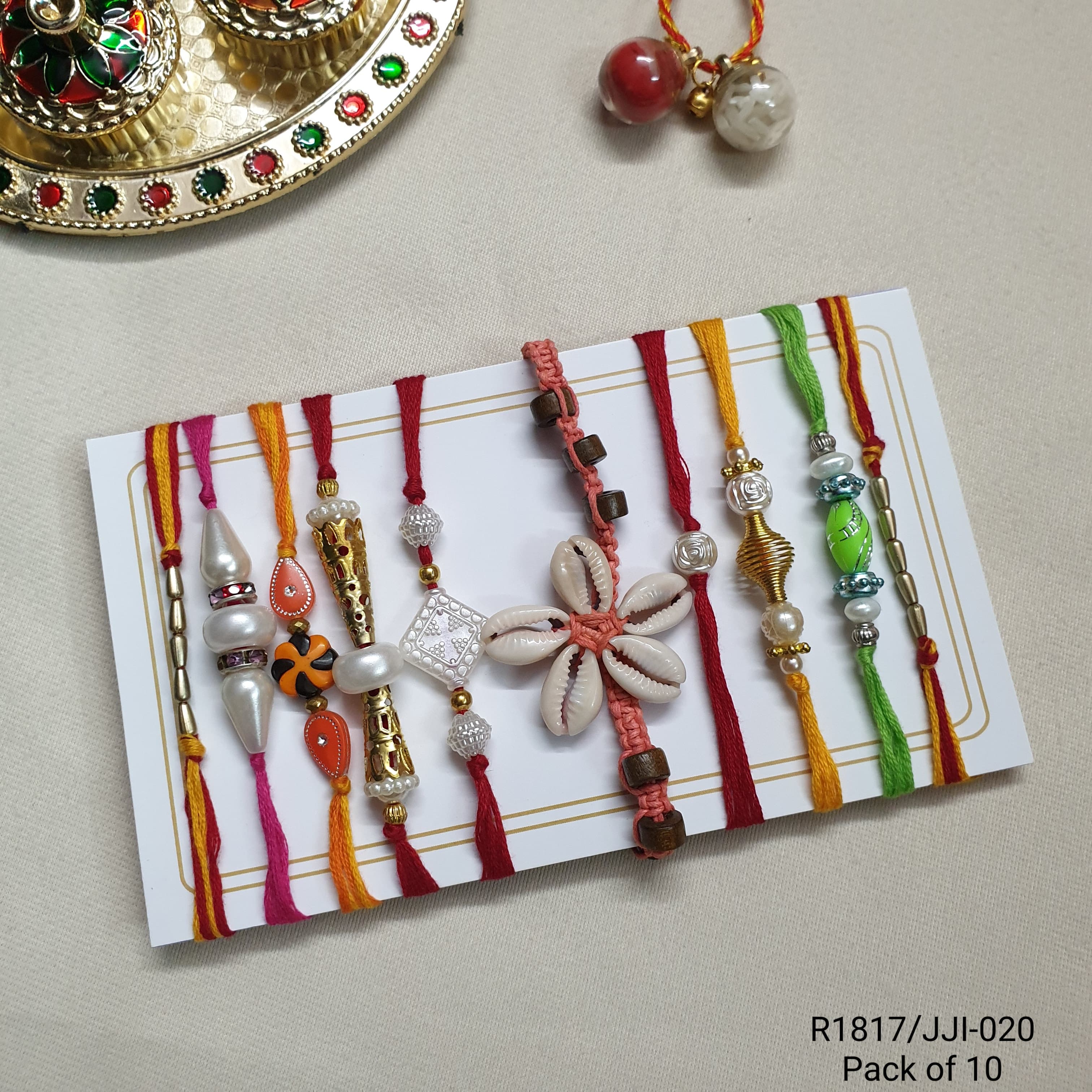 Multi Color Beads Rakhi (Pack of Ten)