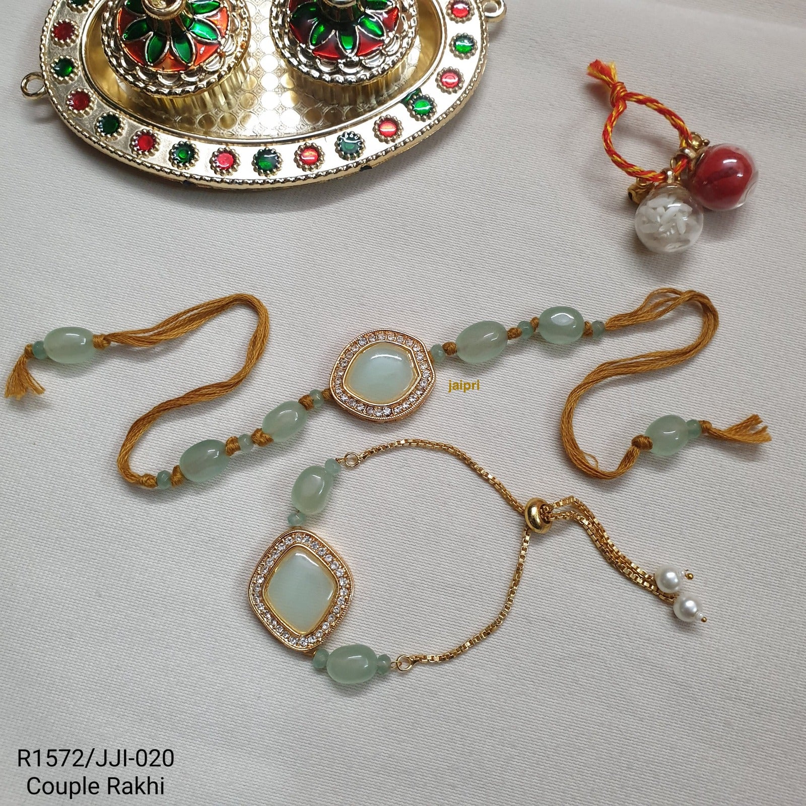 Mint AD Stone Bhaiya Bhabhi Rakhi