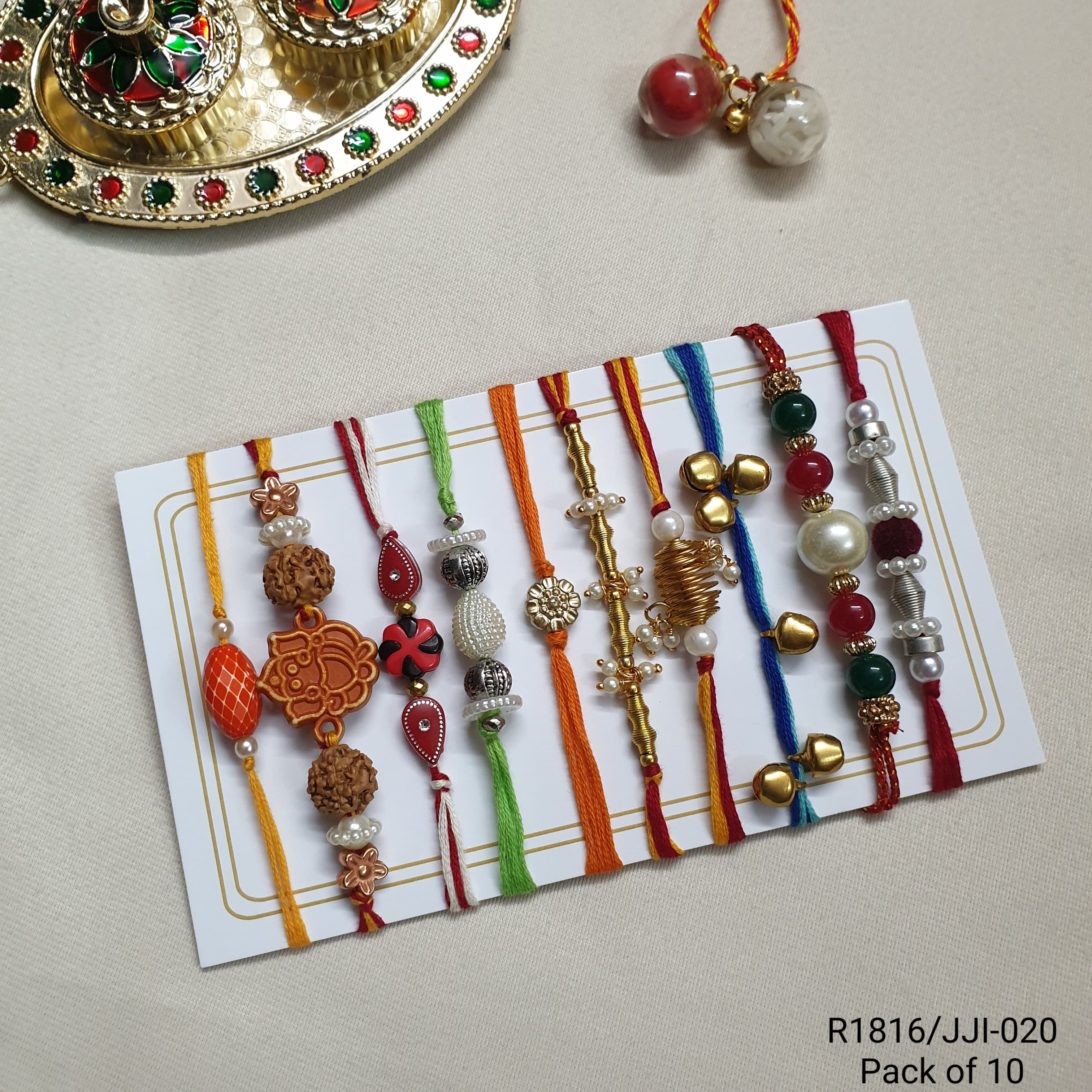 Elegant Beaded Rakhi (Pack of Ten)