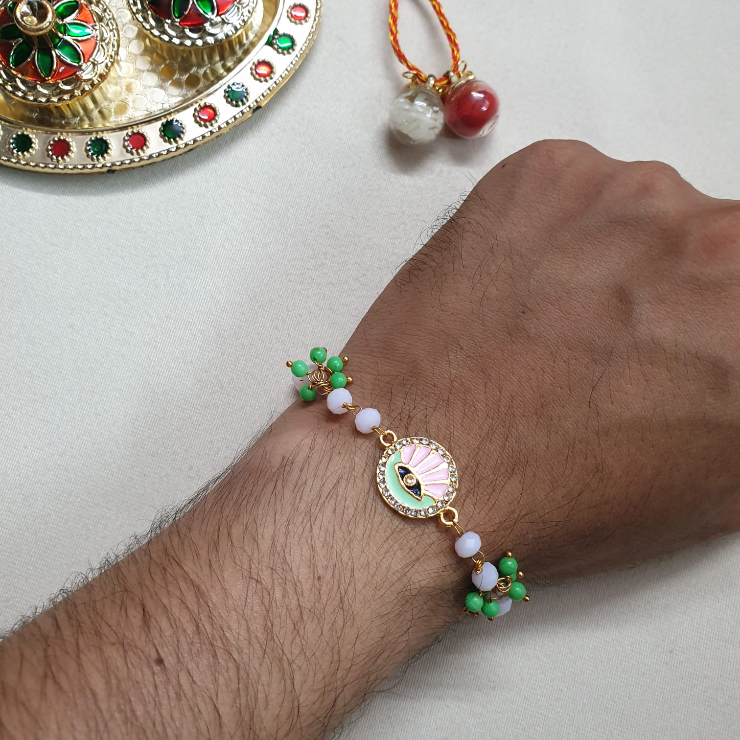 Pink Evil Eye Bracelet Rakhi