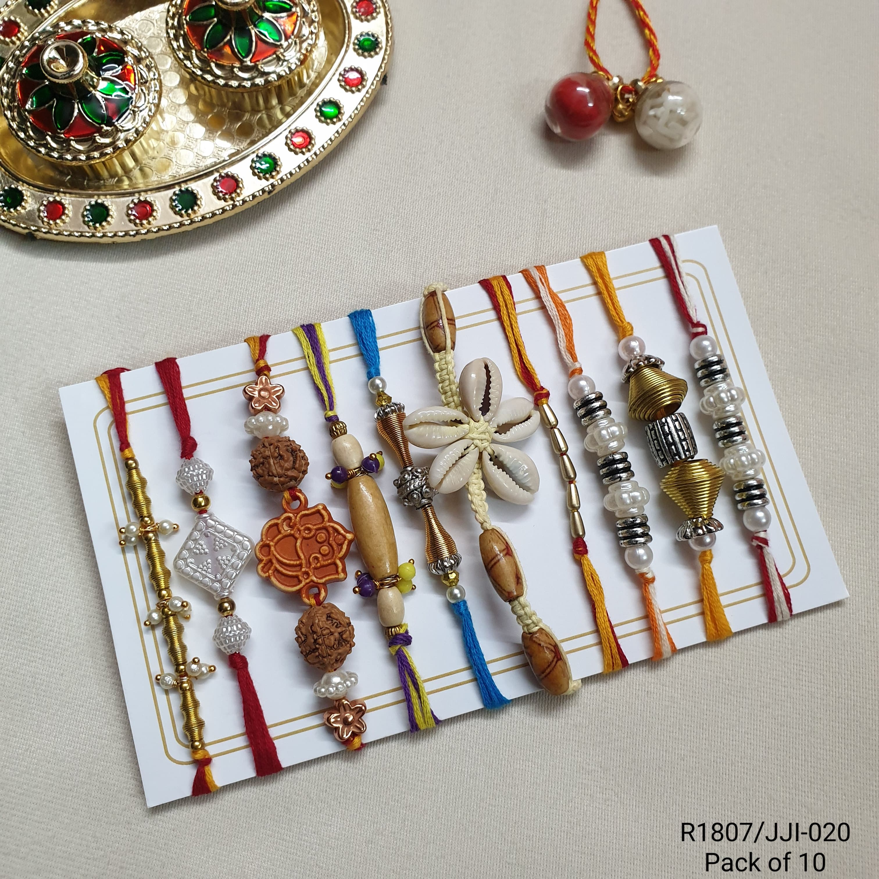 Multi Beaded Rakhi (Pack of Ten)