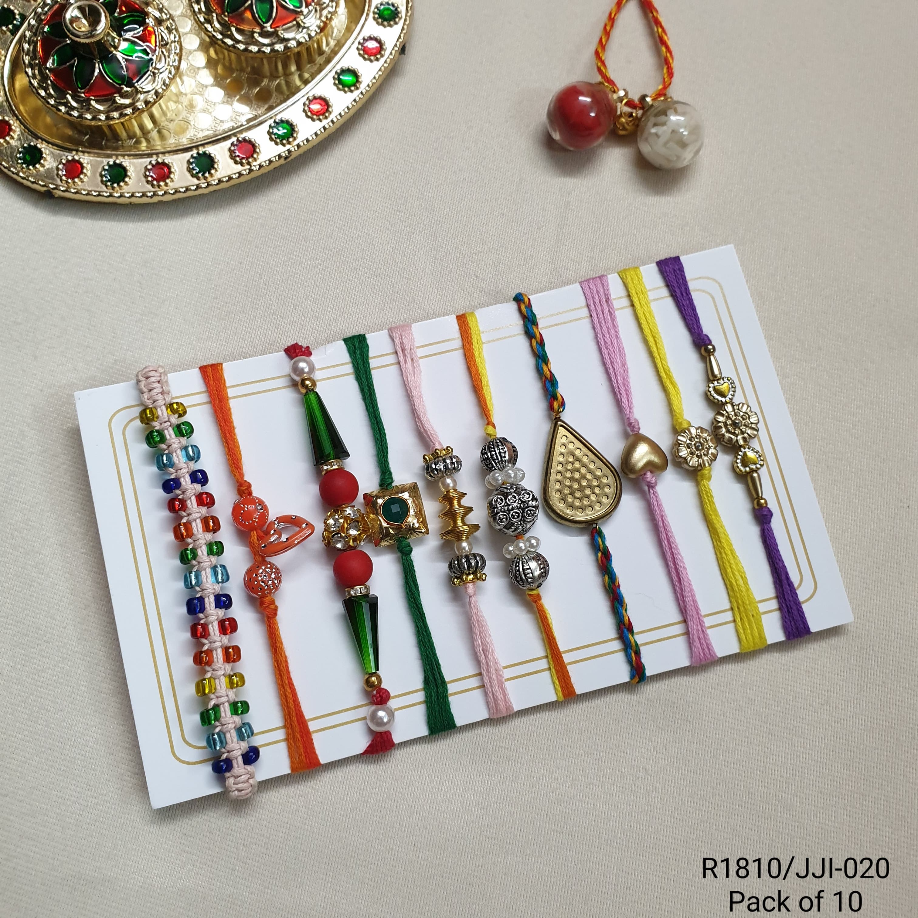 Designer Color Beads Rakhi (Pack of Ten)