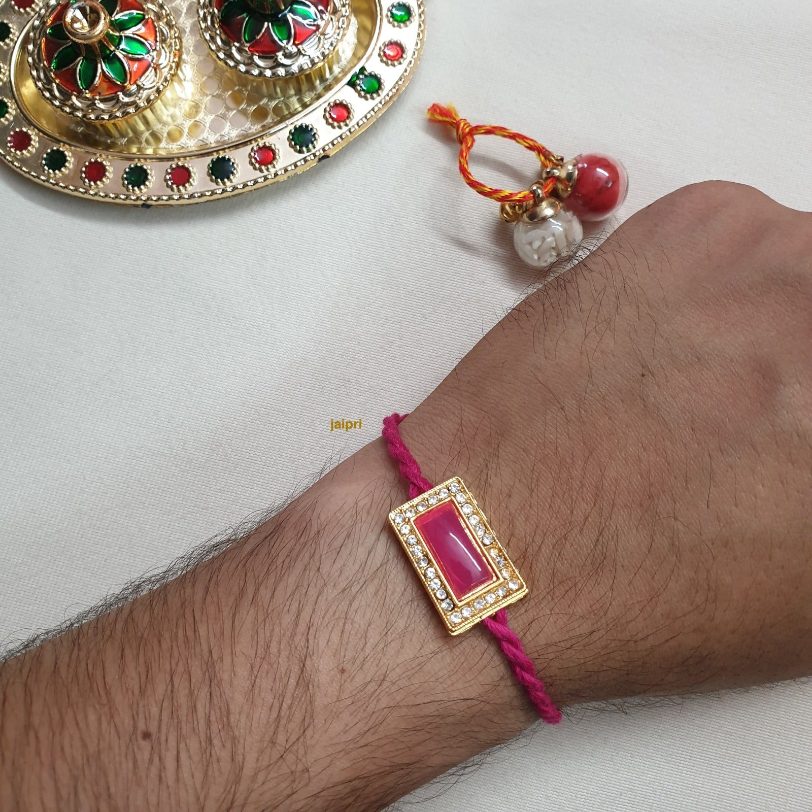 Pink Ad Stone Rakhi