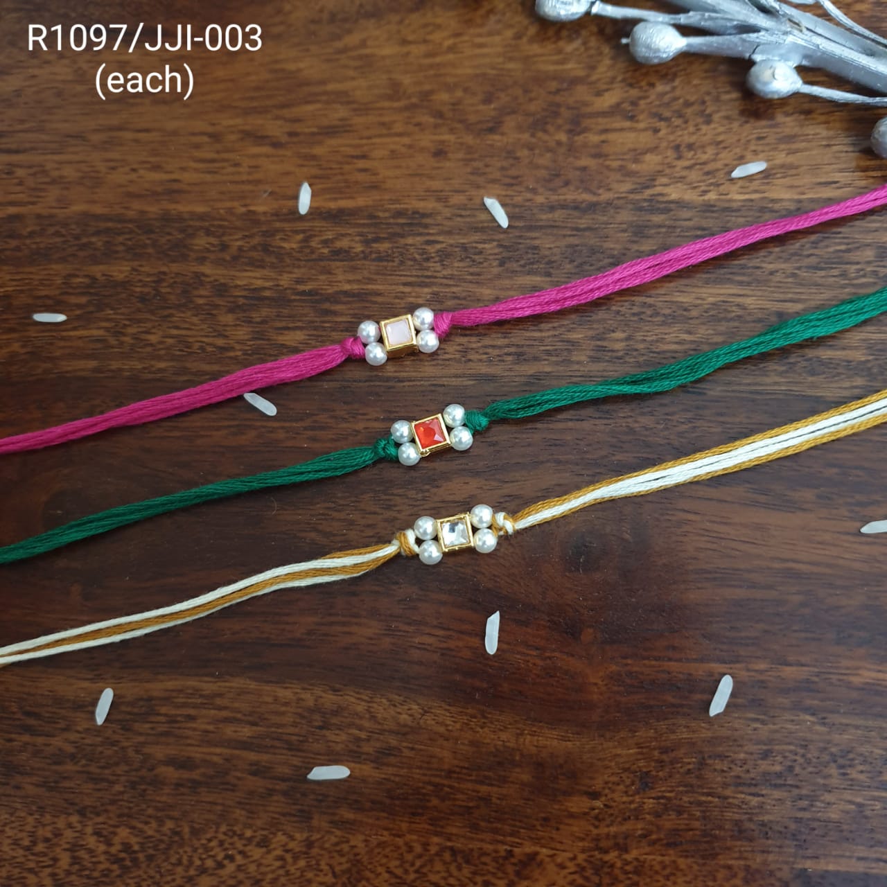 Kundan Pearl Rakhi (Pack Of Three)