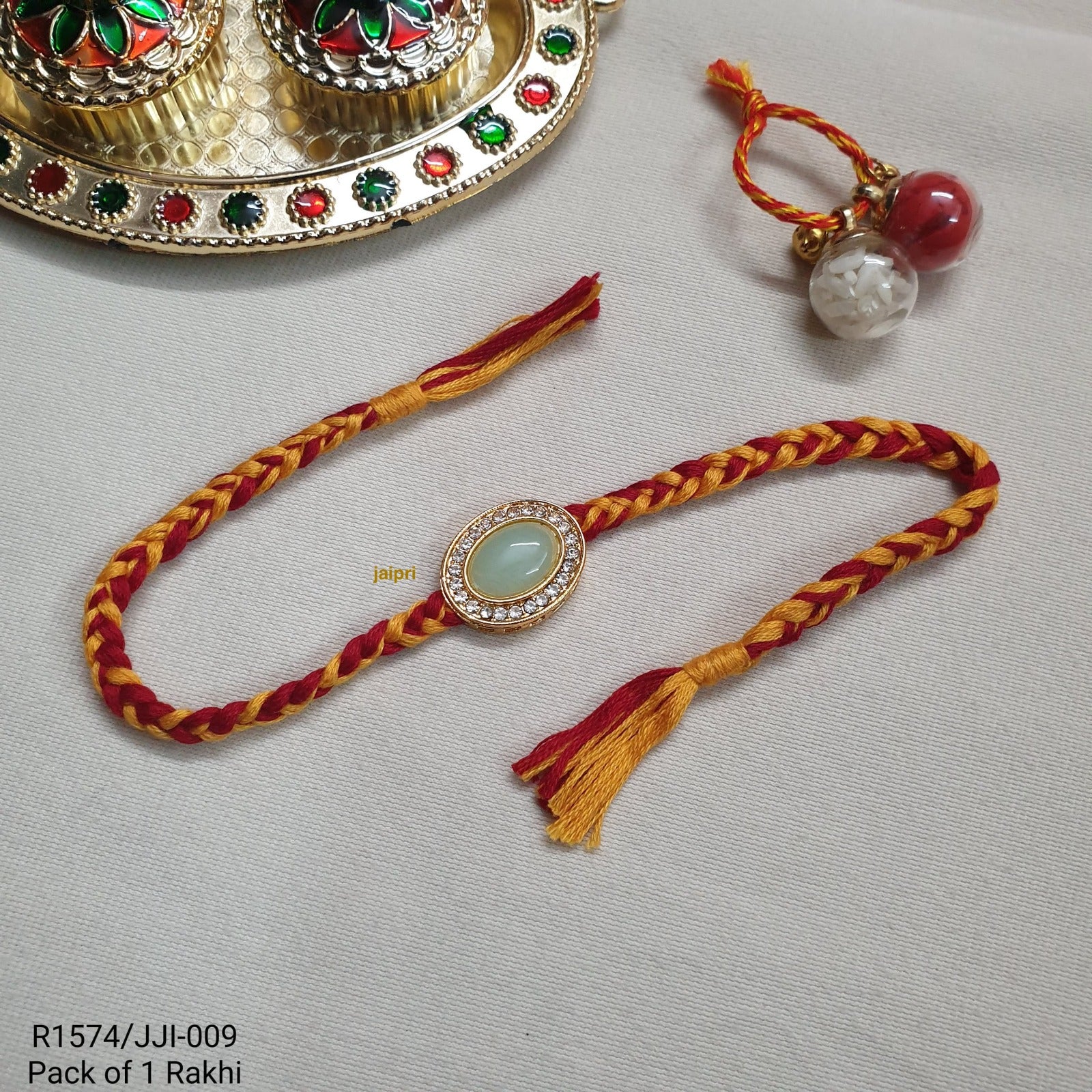 Mint Green Stone Rakhi