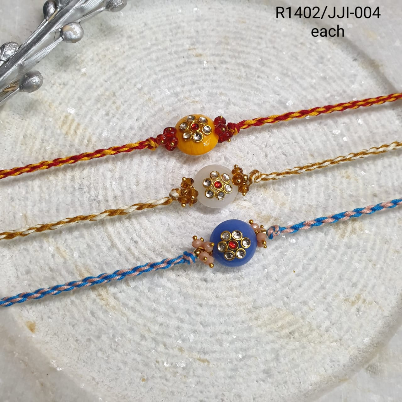 Jaipuri Fancy Rakhi For Bhaiya Bhabhi (pack of Three)