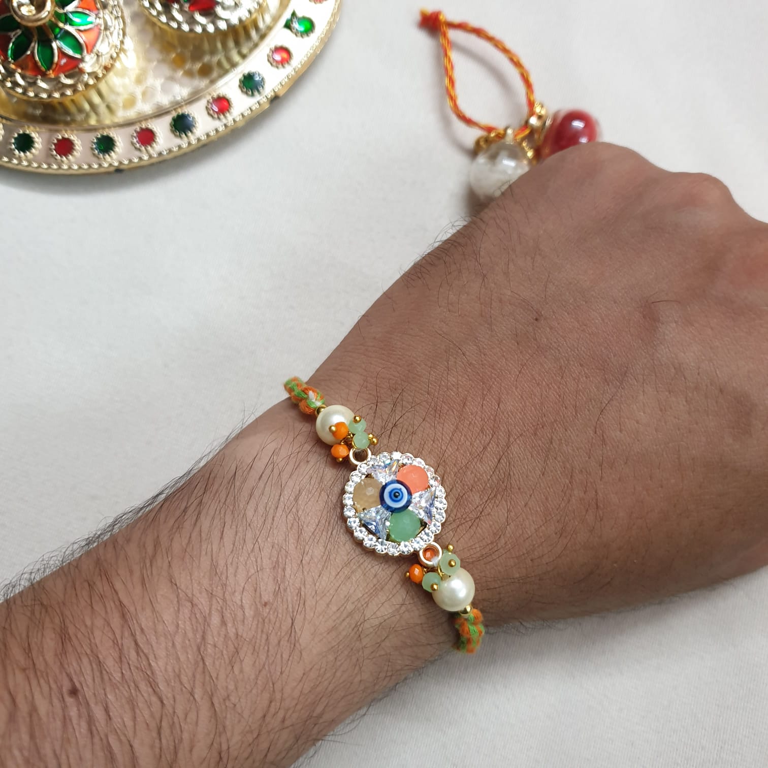 Tri Color Evil Eye Rakhi