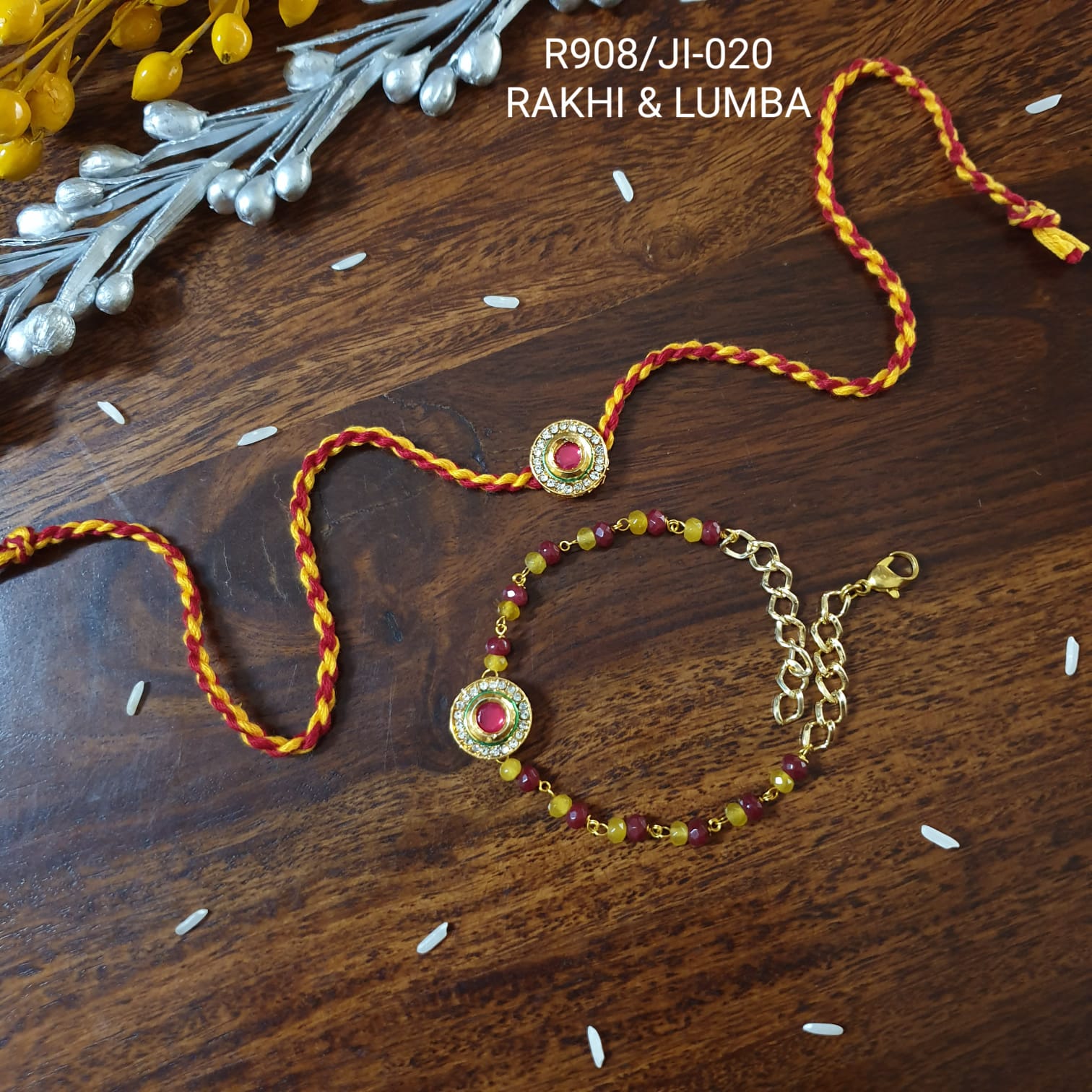 Mauli Stone Bhaiya Bhabhi Rakhi Set