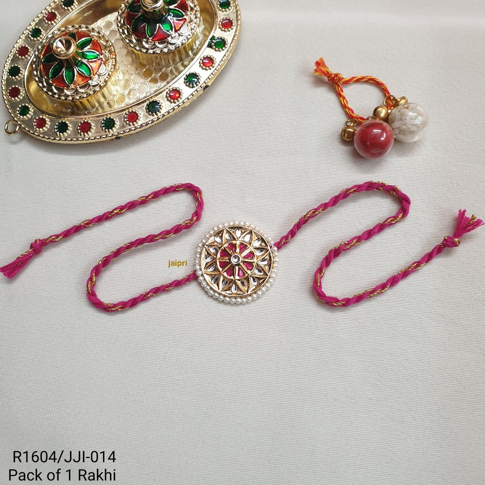 Red Kundan Stone Rakhi