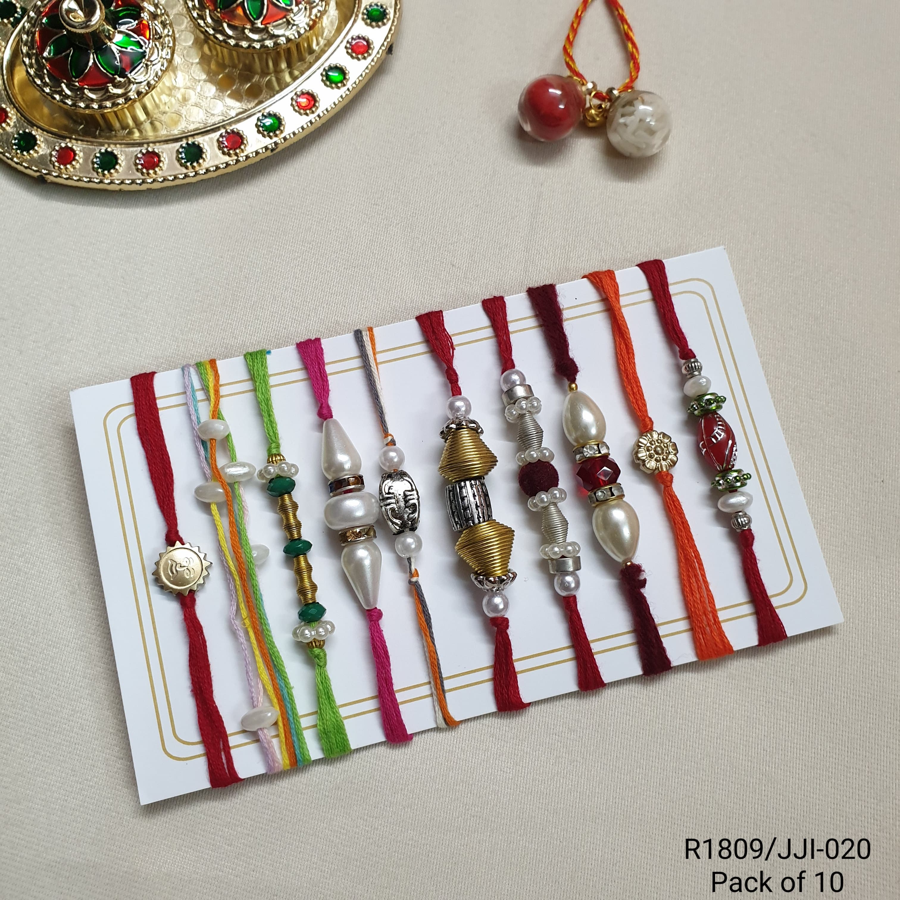 Different Color Beads Rakhi (Pack of Ten)