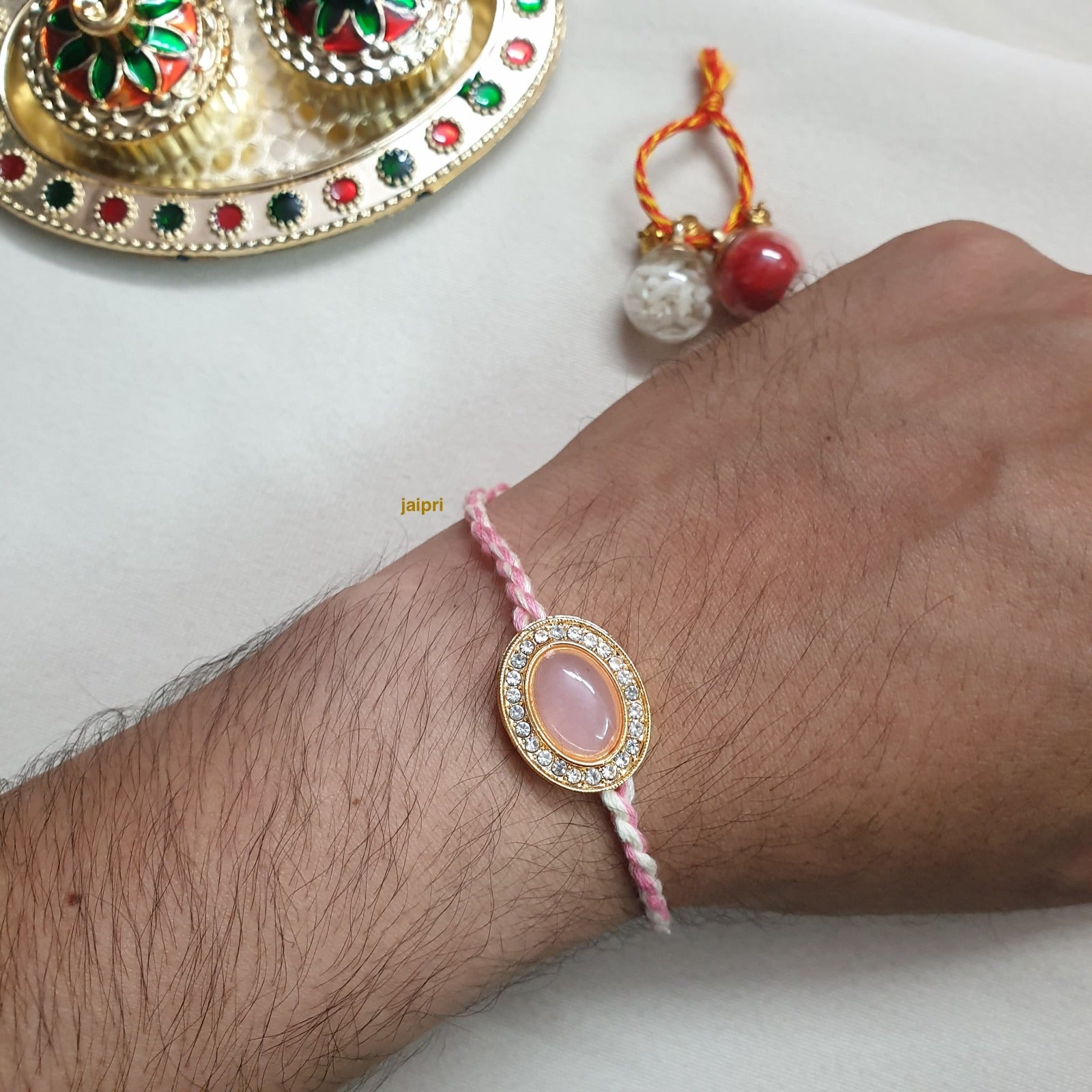 Pink Ad Stone Rakhi