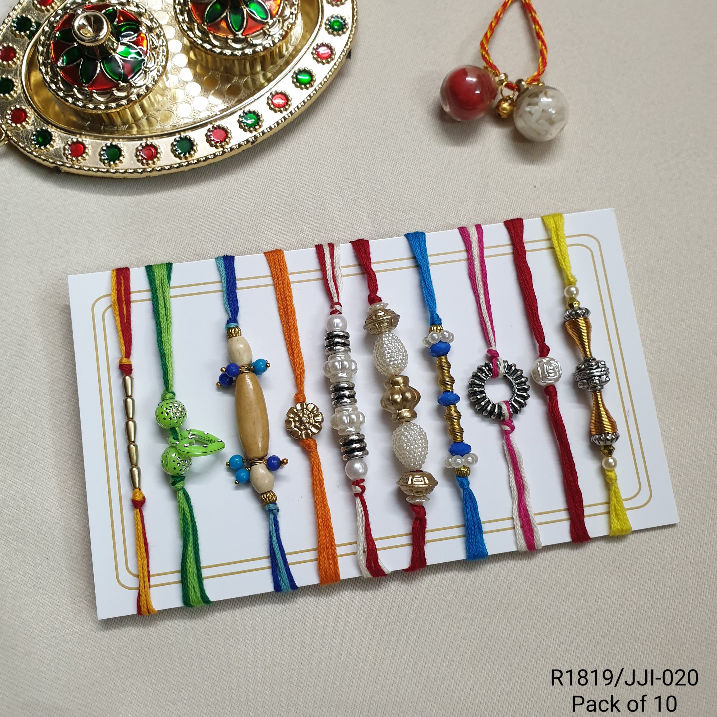 Multi Beaded Rakhi (Pack of Ten)