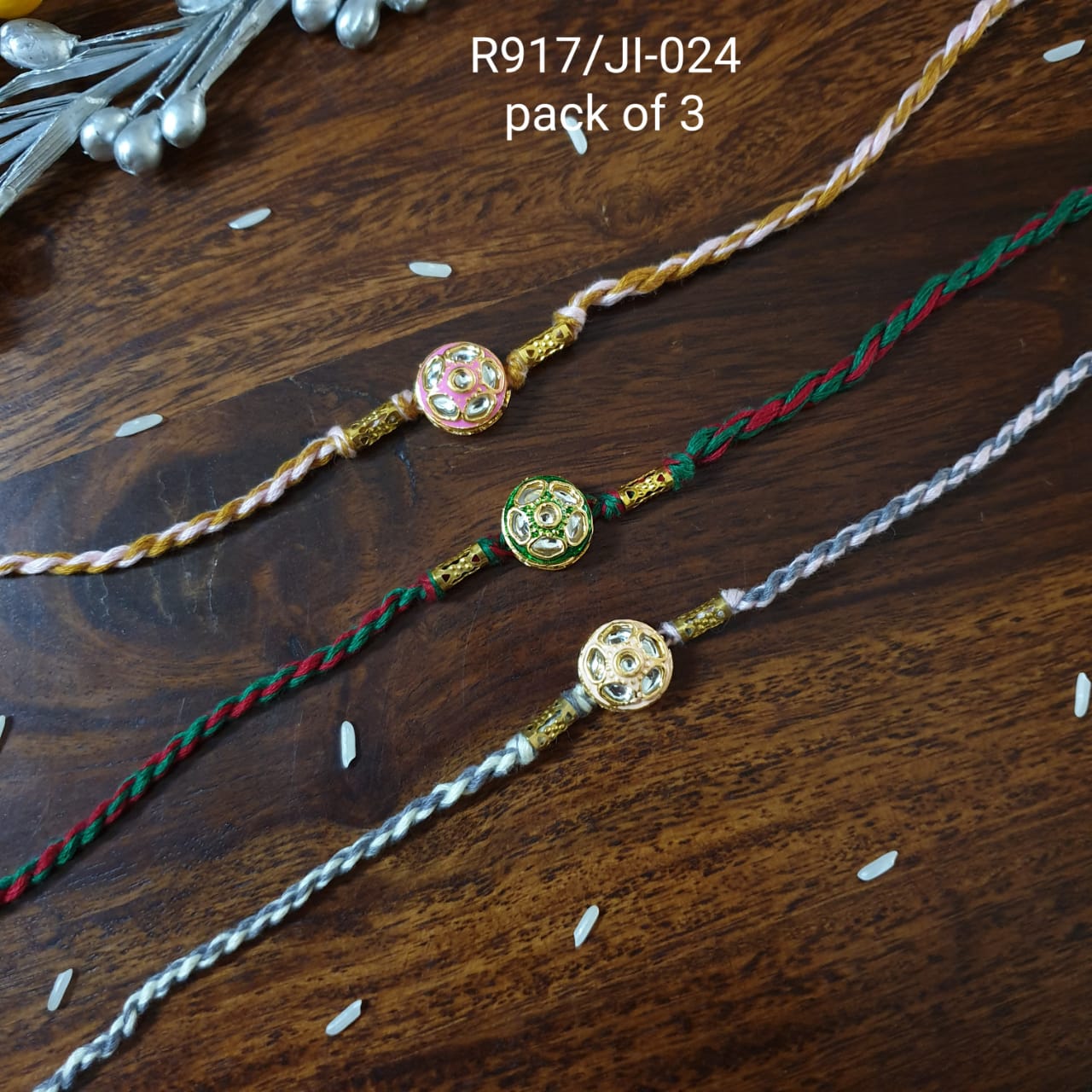 Kundan Meenakari Rakhi (Pack of Three)