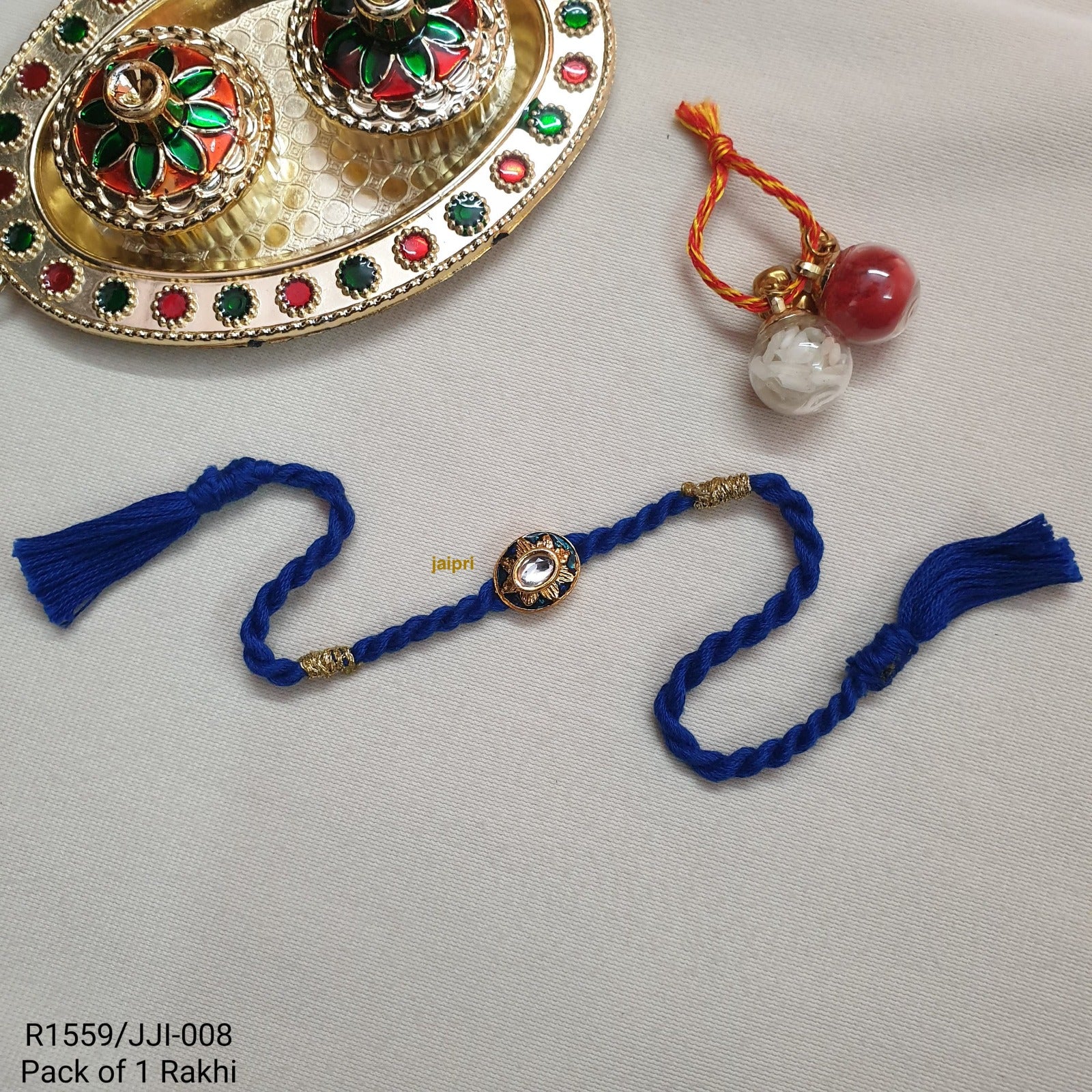Blue Meenakari Kundan Stone Rakhi