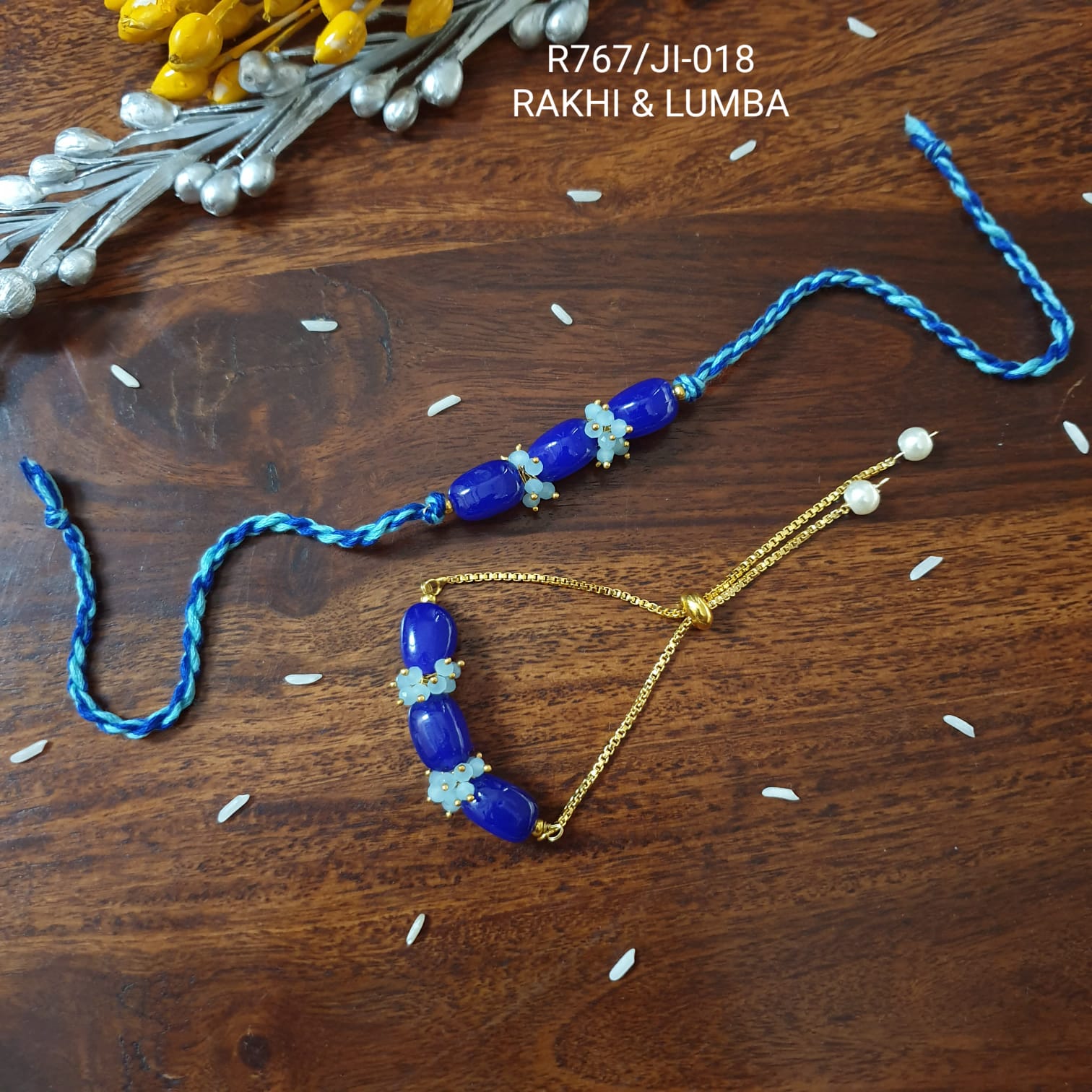 Blue Stone Bhaiya Bhabhi Rakhi Set