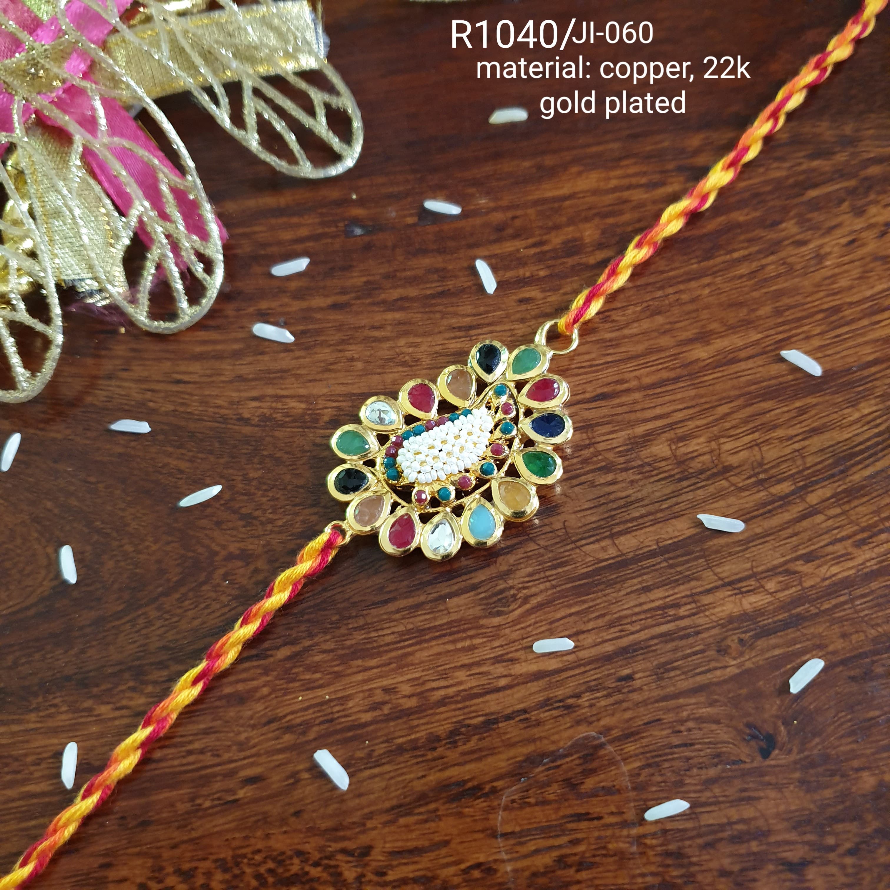 Premium Colorful Kundan Rakhi for Brothers