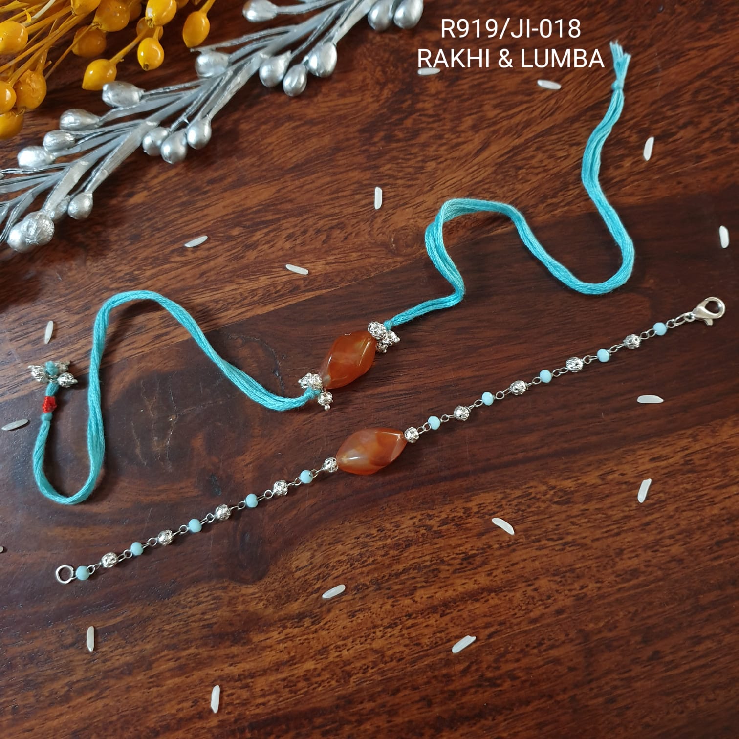 Brown Stone Bhaiya Bhabhi Rakhi Set