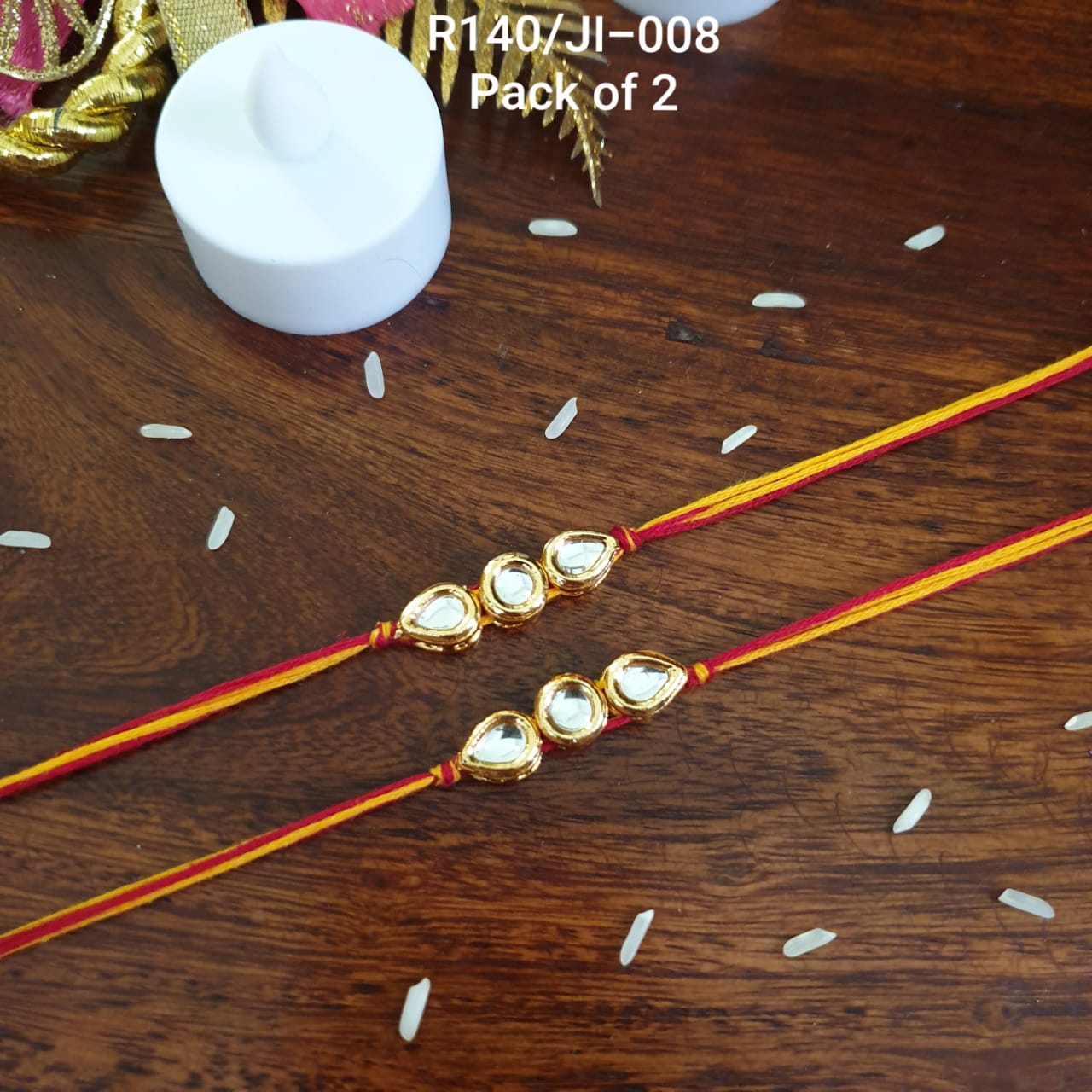Kundan Stone Rakhi For Brother Sister (Pack Of Two)