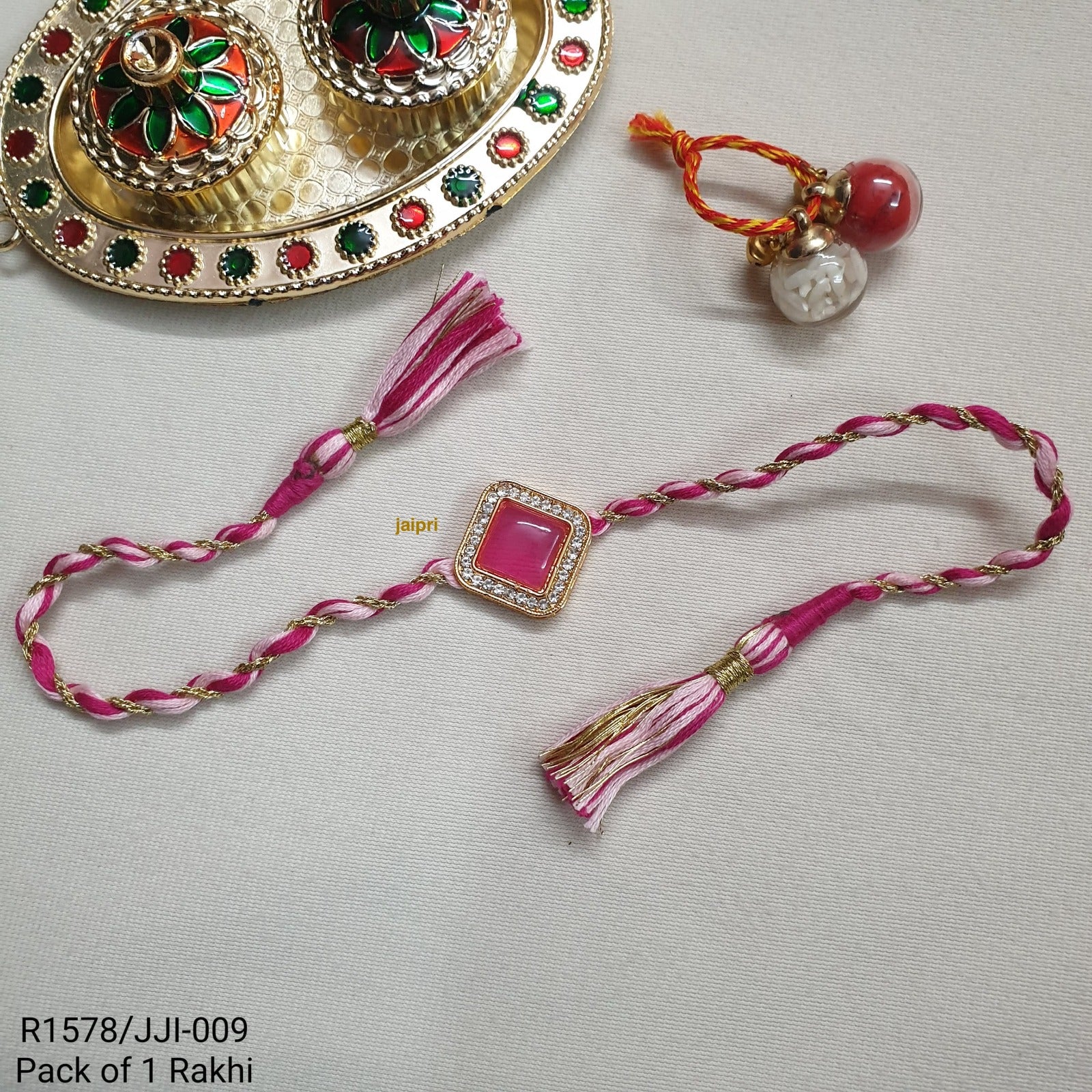 Pink Ad Stone Rakhi