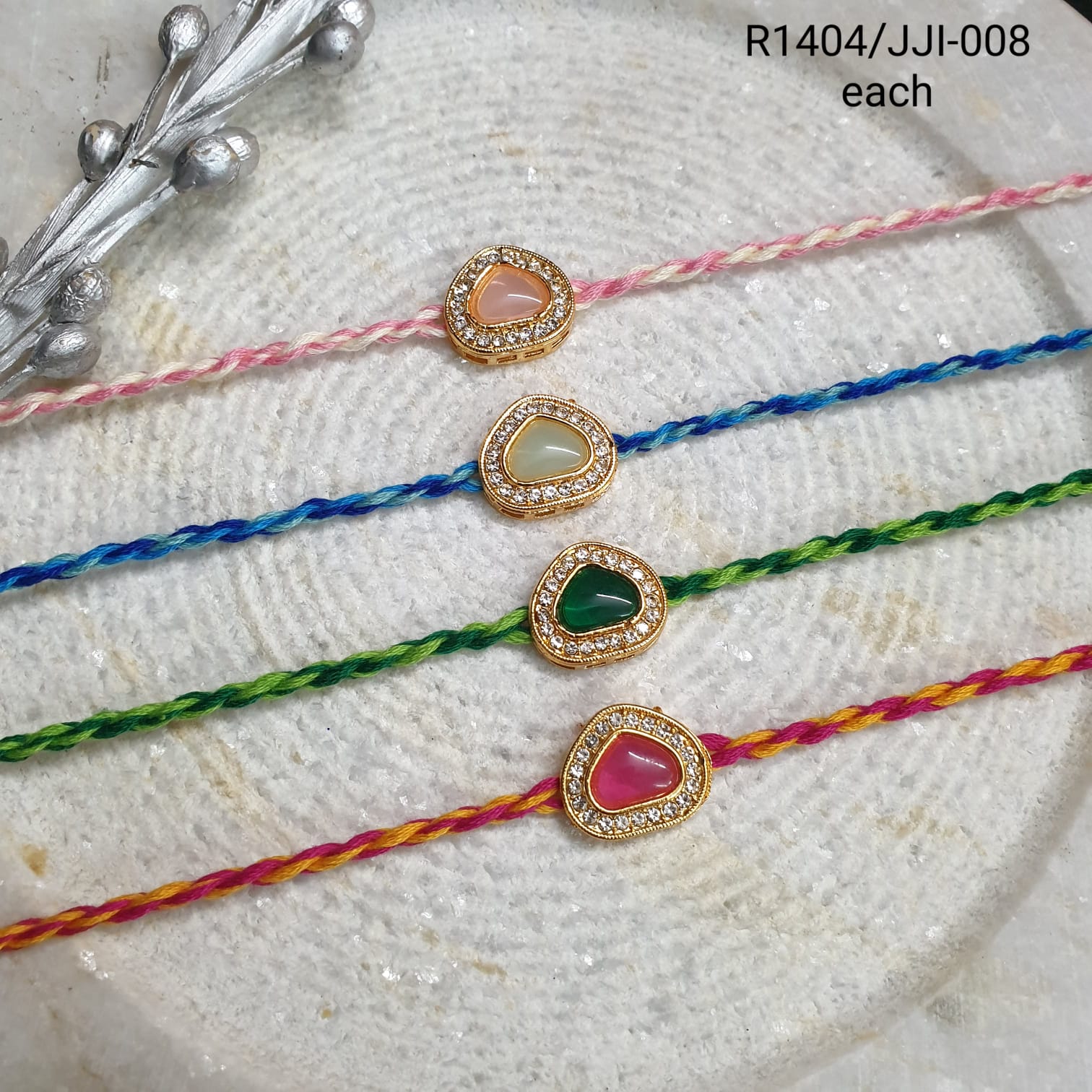 Drop Kundan Stone Rakhi (Pack of Four)
