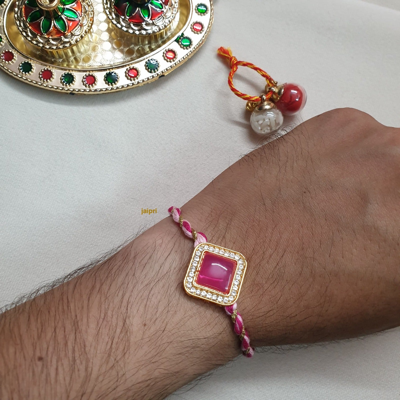 Pink Ad Stone Rakhi