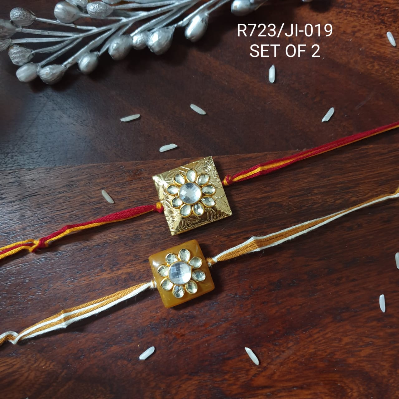 Gold Tone Kundan Rakhi For Rakshabandhan (Pack Of Two)