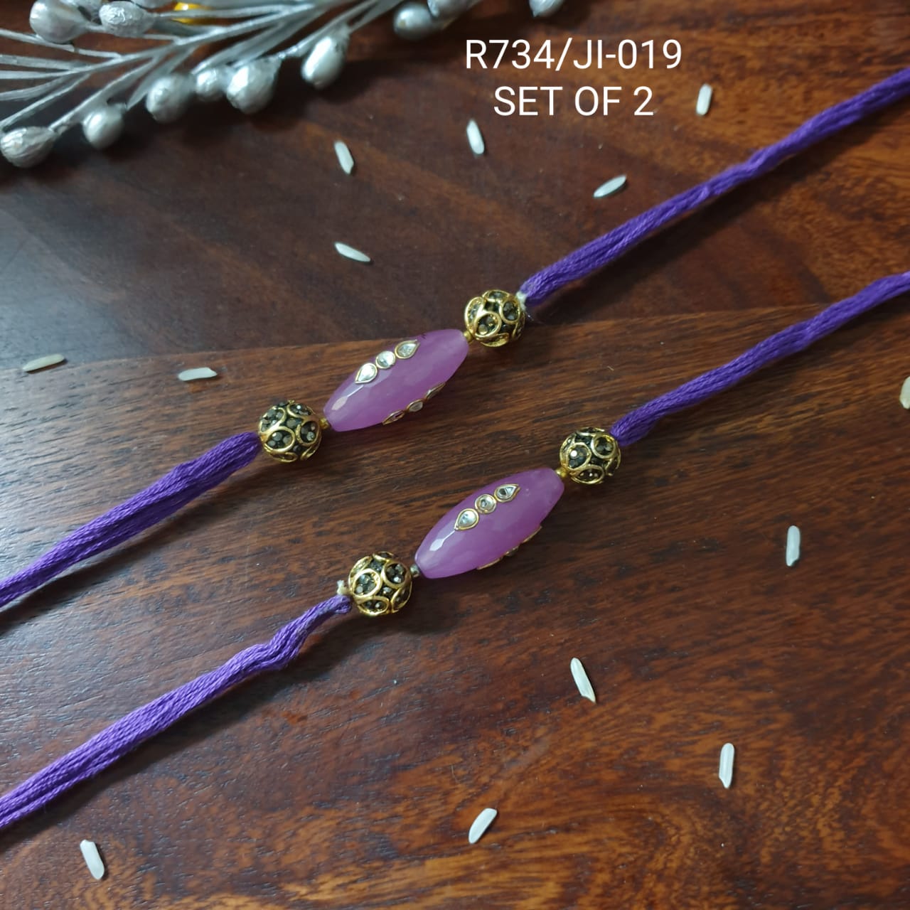 Purple Stone Rakhi For Rakshabandhan (Pack Of Two)
