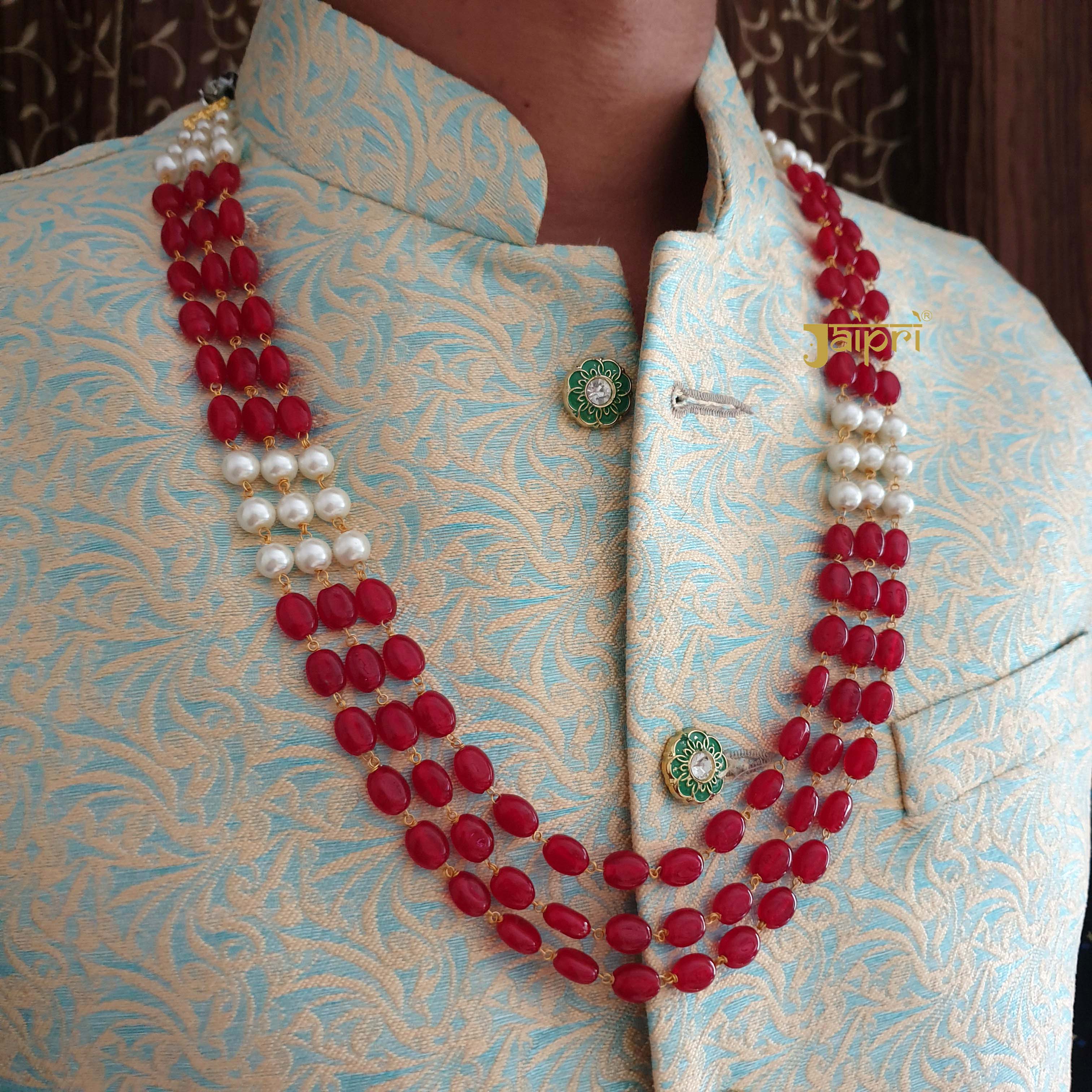 Three Layered Beaded Groom Necklace