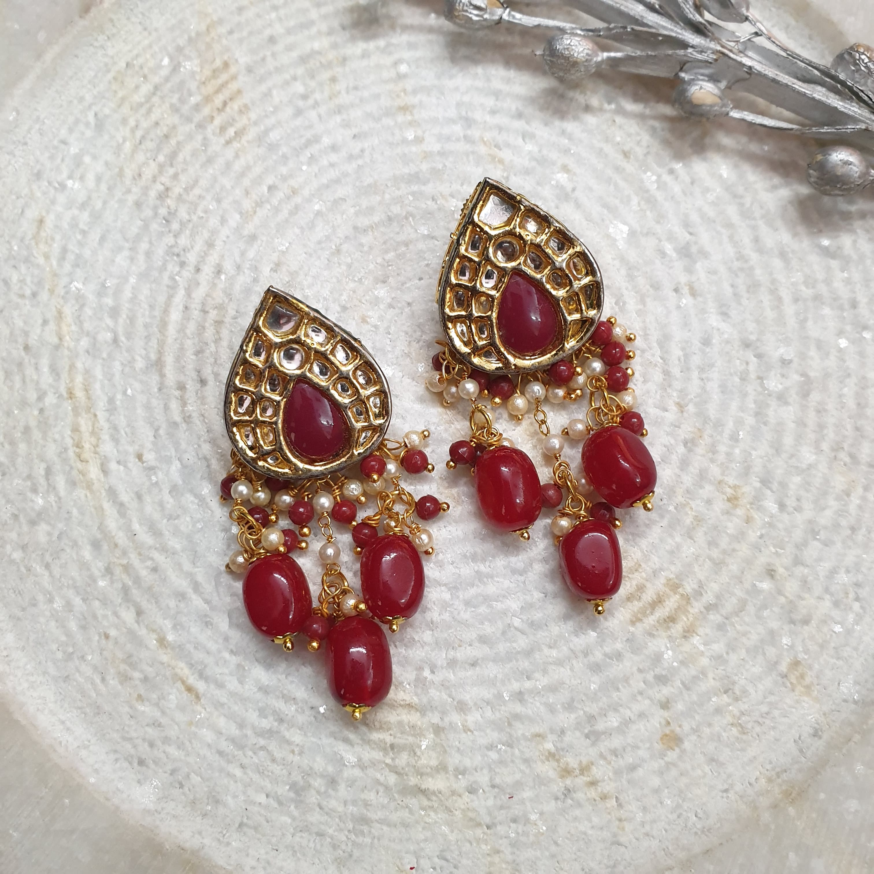 Kundan Red Stone Earrings
