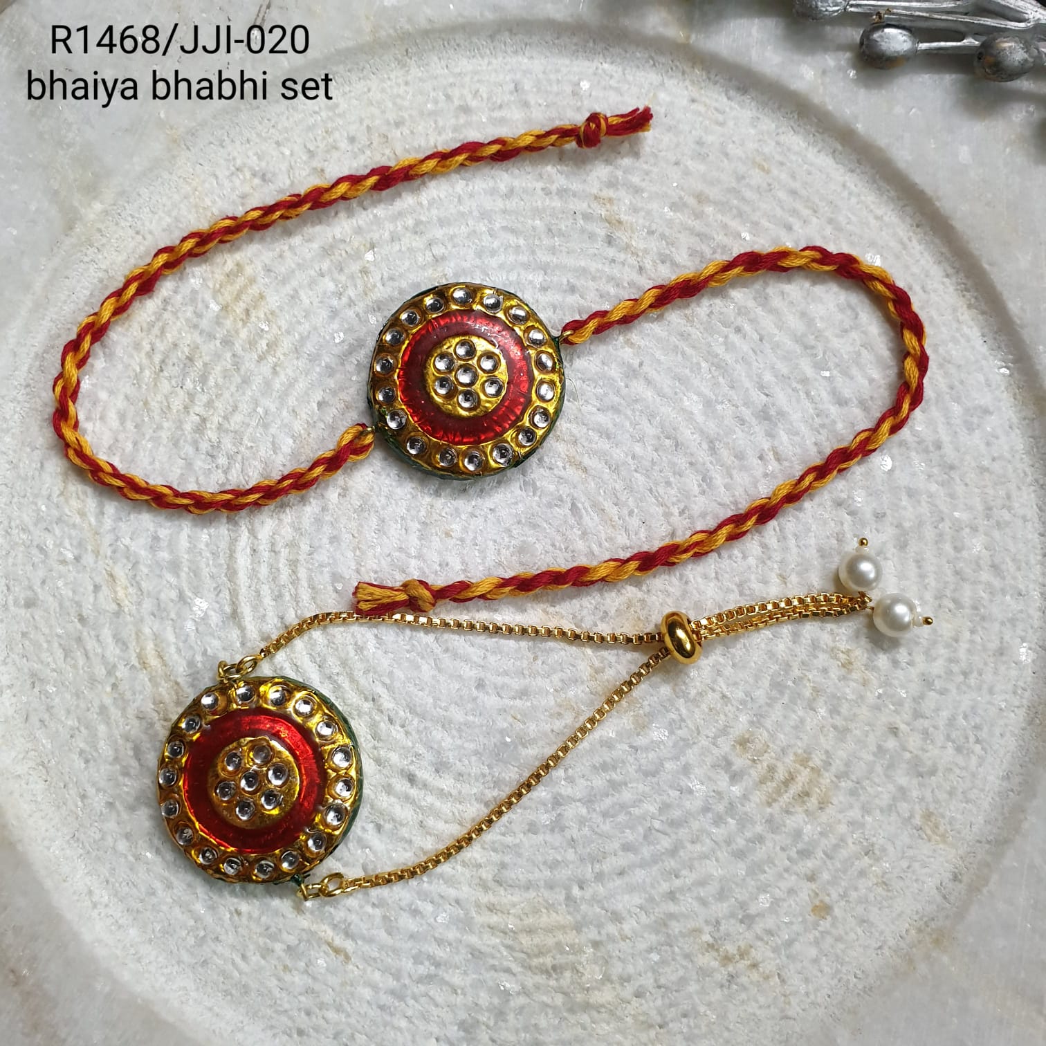 Red Kundan Meenakari Rakhi For Rakshabandhan