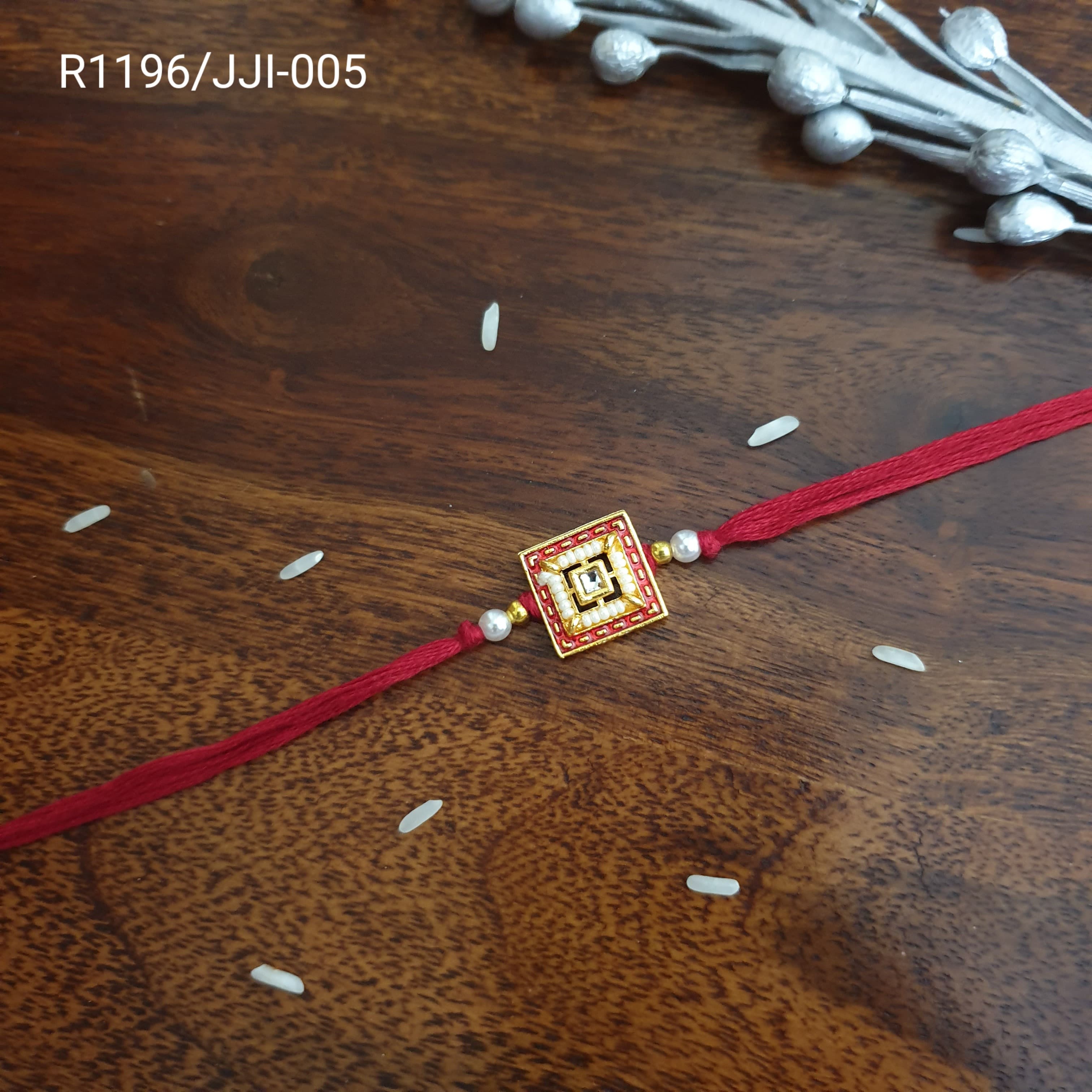 Square Red Meenakari Rakhi