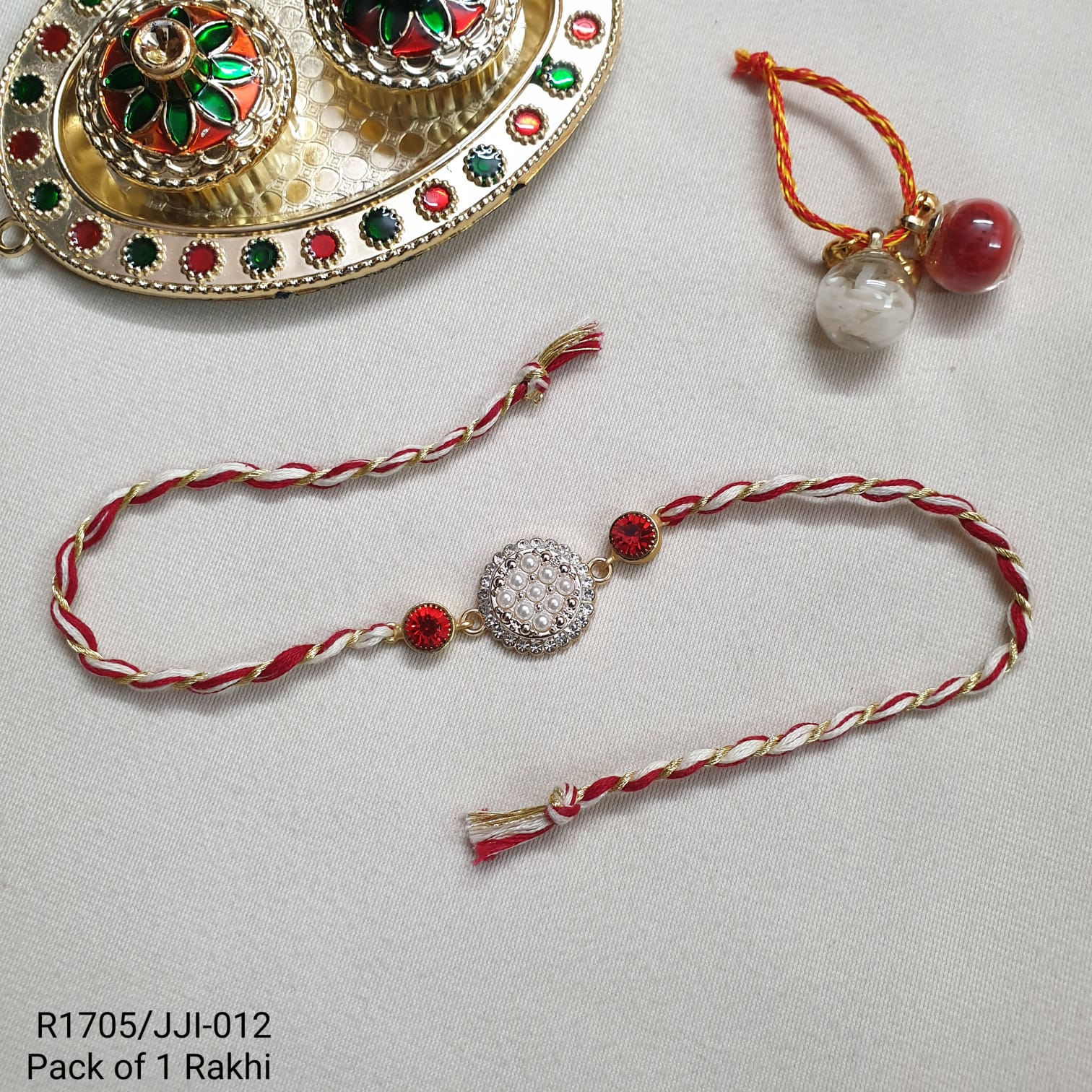 Red Stone Rakhi For Brother