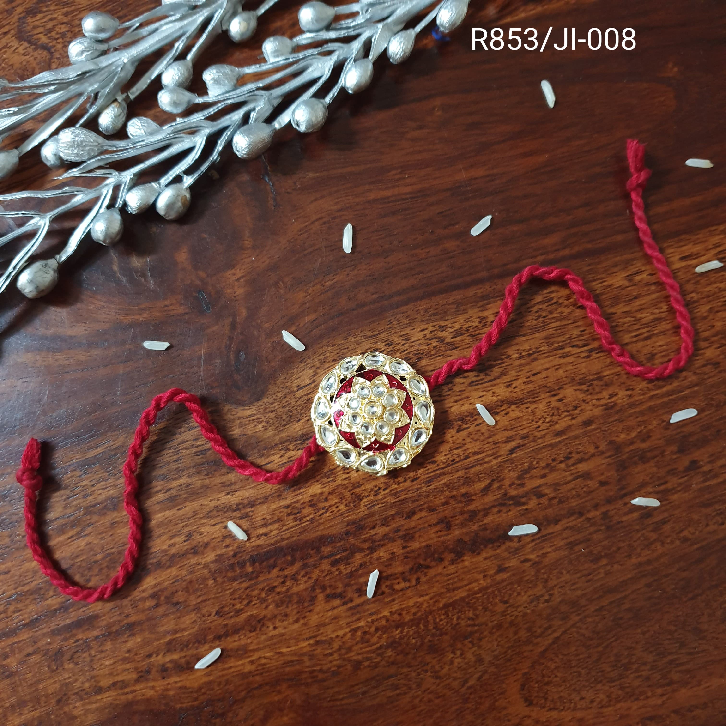Red Kundan Meenakari Rakhi