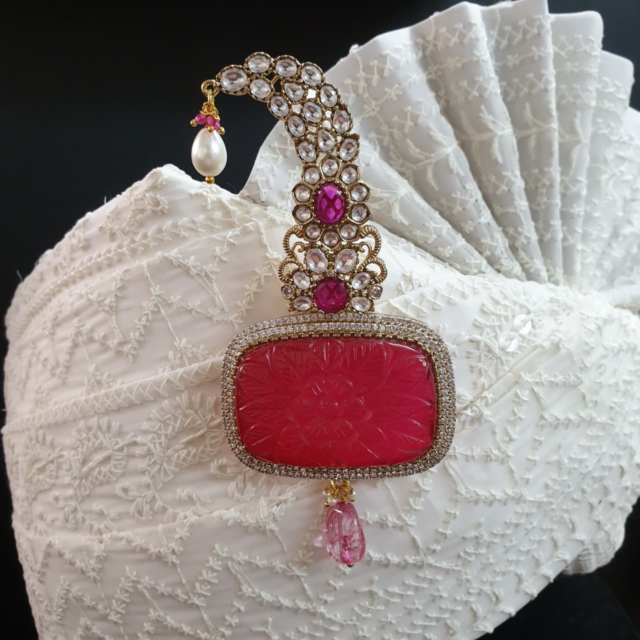 Ruby Red Color Premium Kundan Kilangi