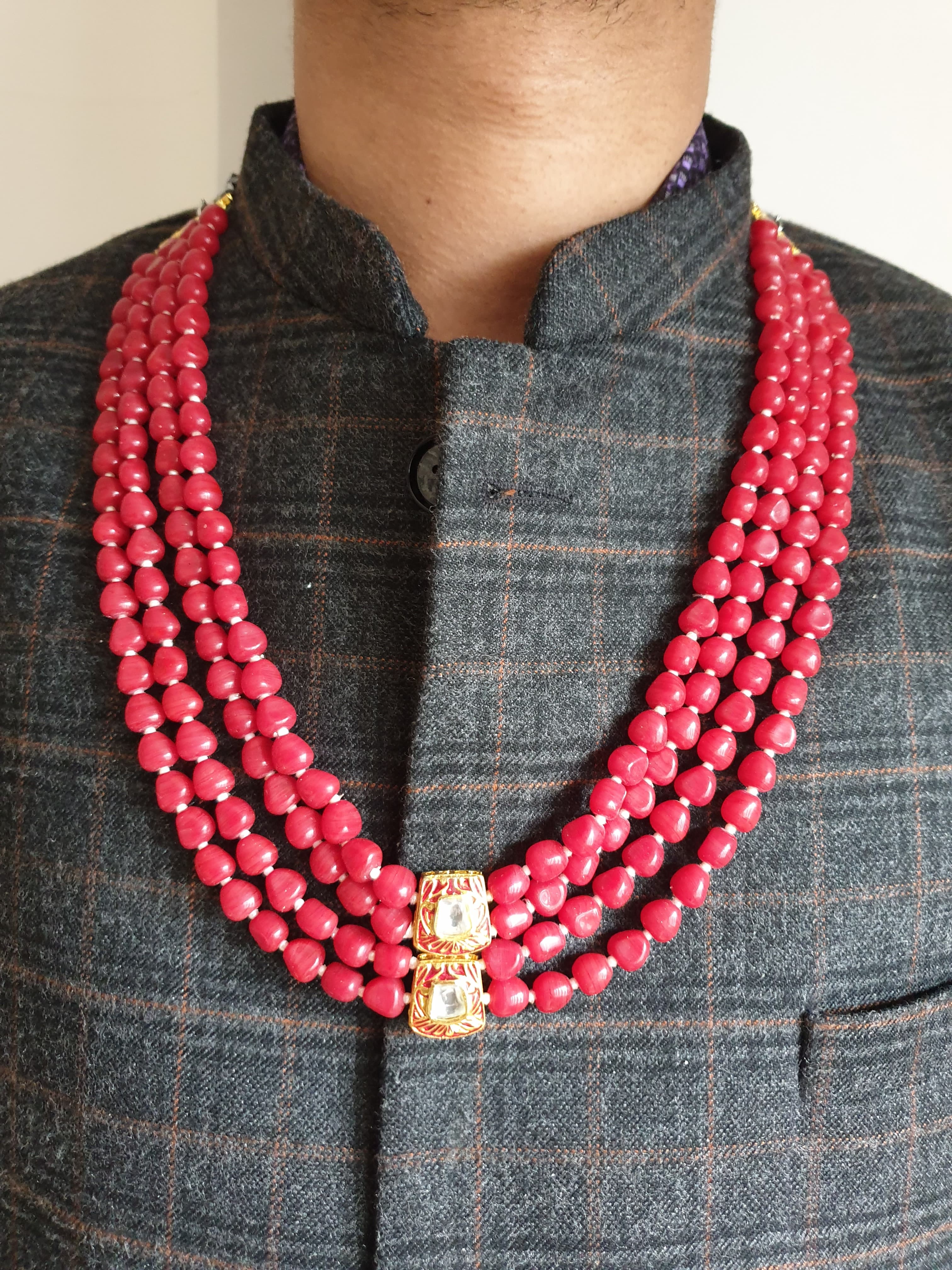 Kundan Meenakari Groom Wedding Necklace for Sherwani