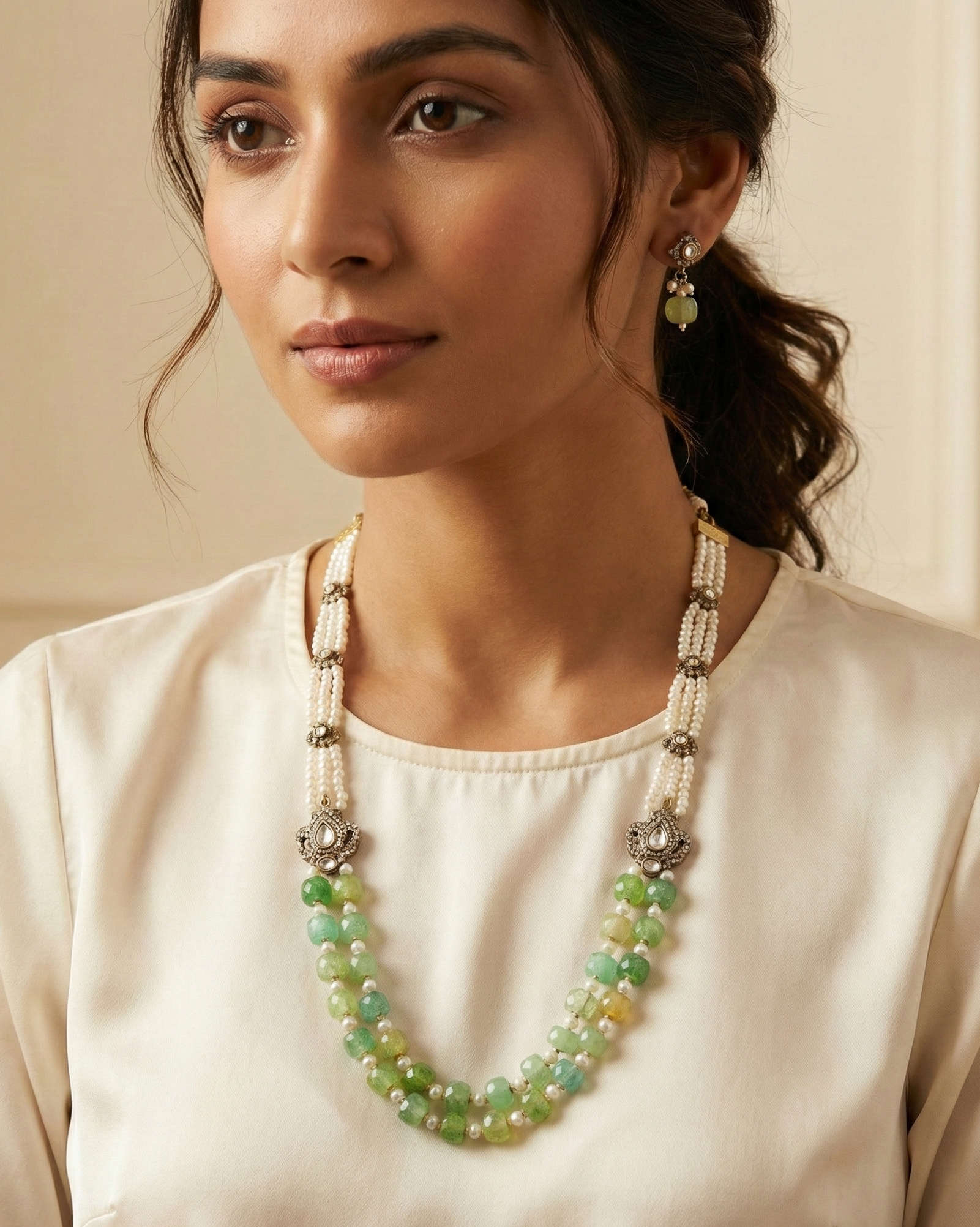 Green Stone Kundan Polki Sabyasachi Inspired Necklace