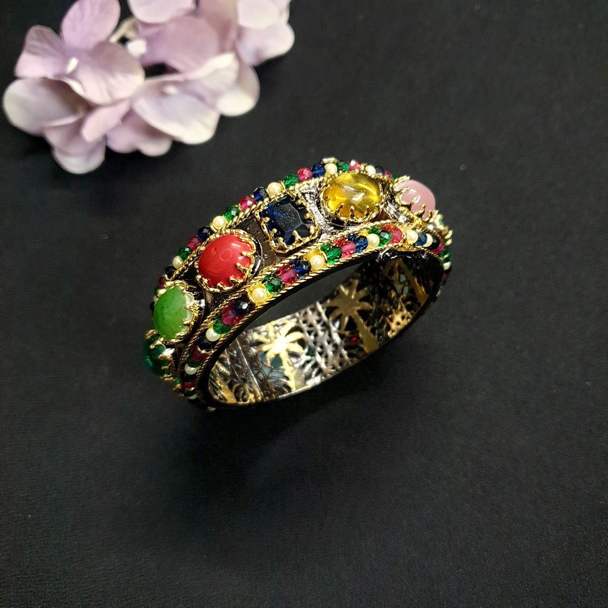 Multi Stone Sabyasachi Inspired Openable Bangle – Jaipri