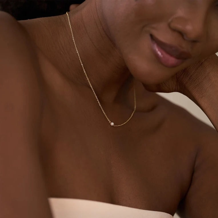 Minimalist Single Pearl 925 Silver Dainty Necklace