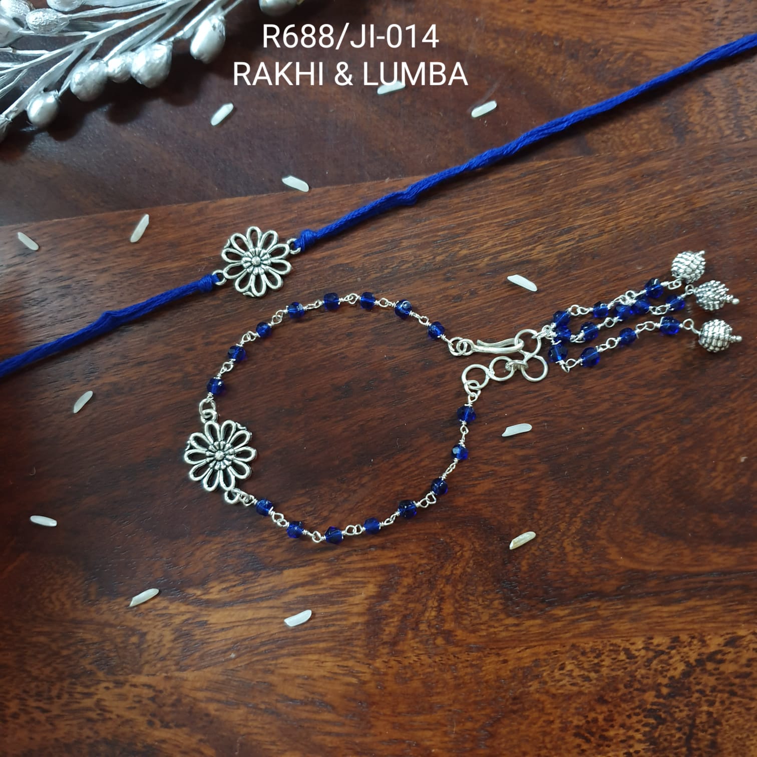 Flower Oxidised Silver Rakhi For Bhabhi Rakhi