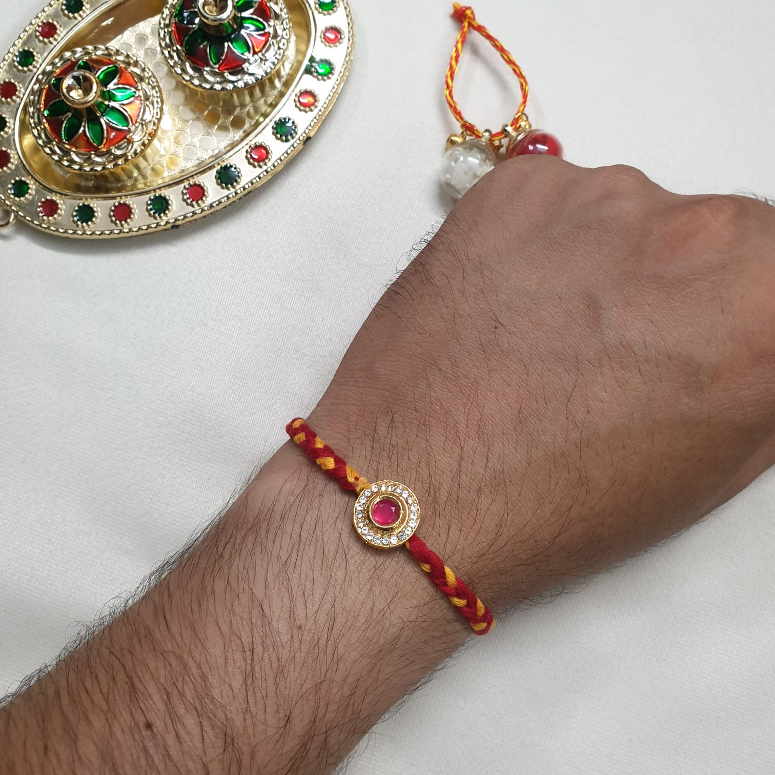 Red Stone AD Rakhi For Brother