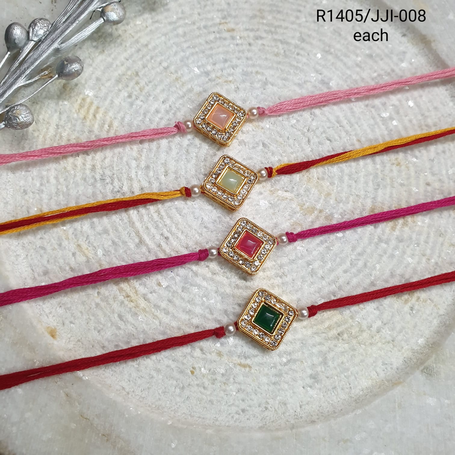 Square Stone Rakhi (Pack of Four)