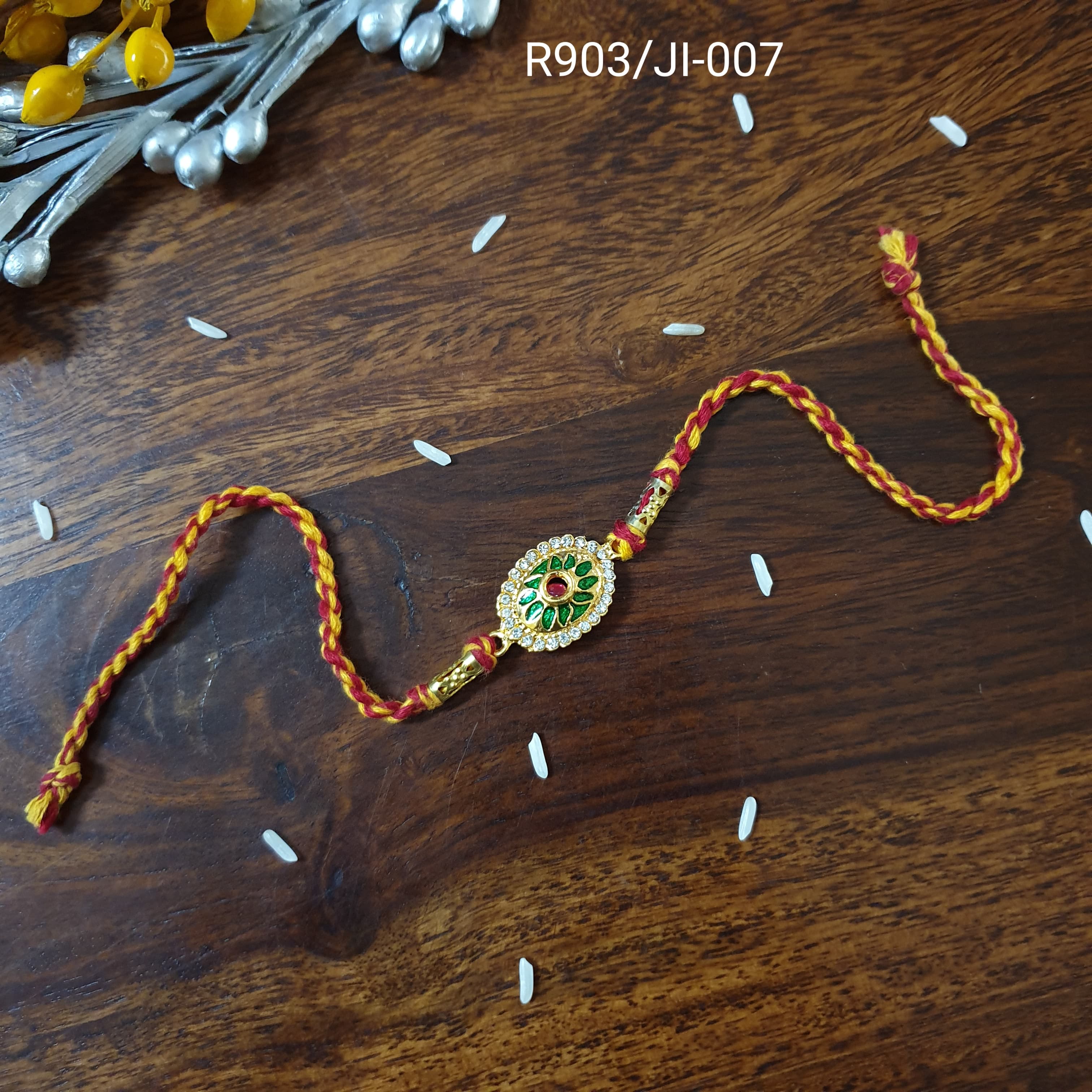 Green Meenakari Stone Rakhi