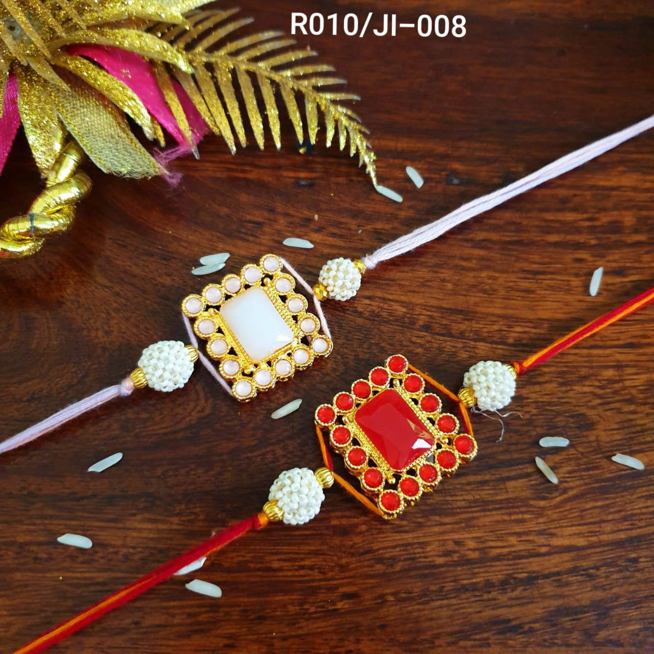 Premium Stone Rakhi For Bhaiya Bhabhi (Pack Of Two)