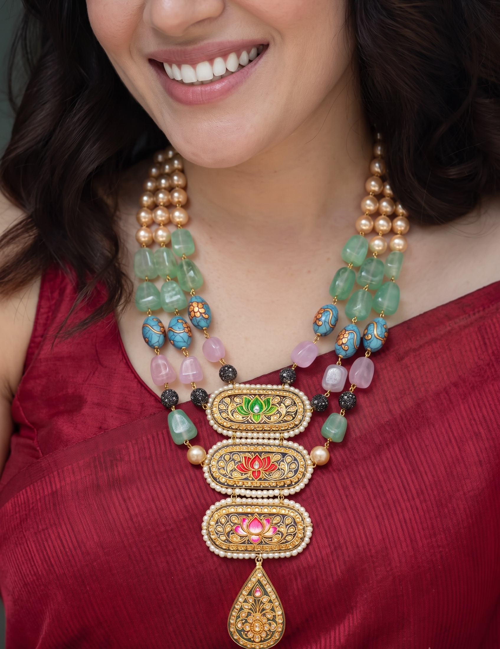 Rati Tanjore Designer Pendant Necklace