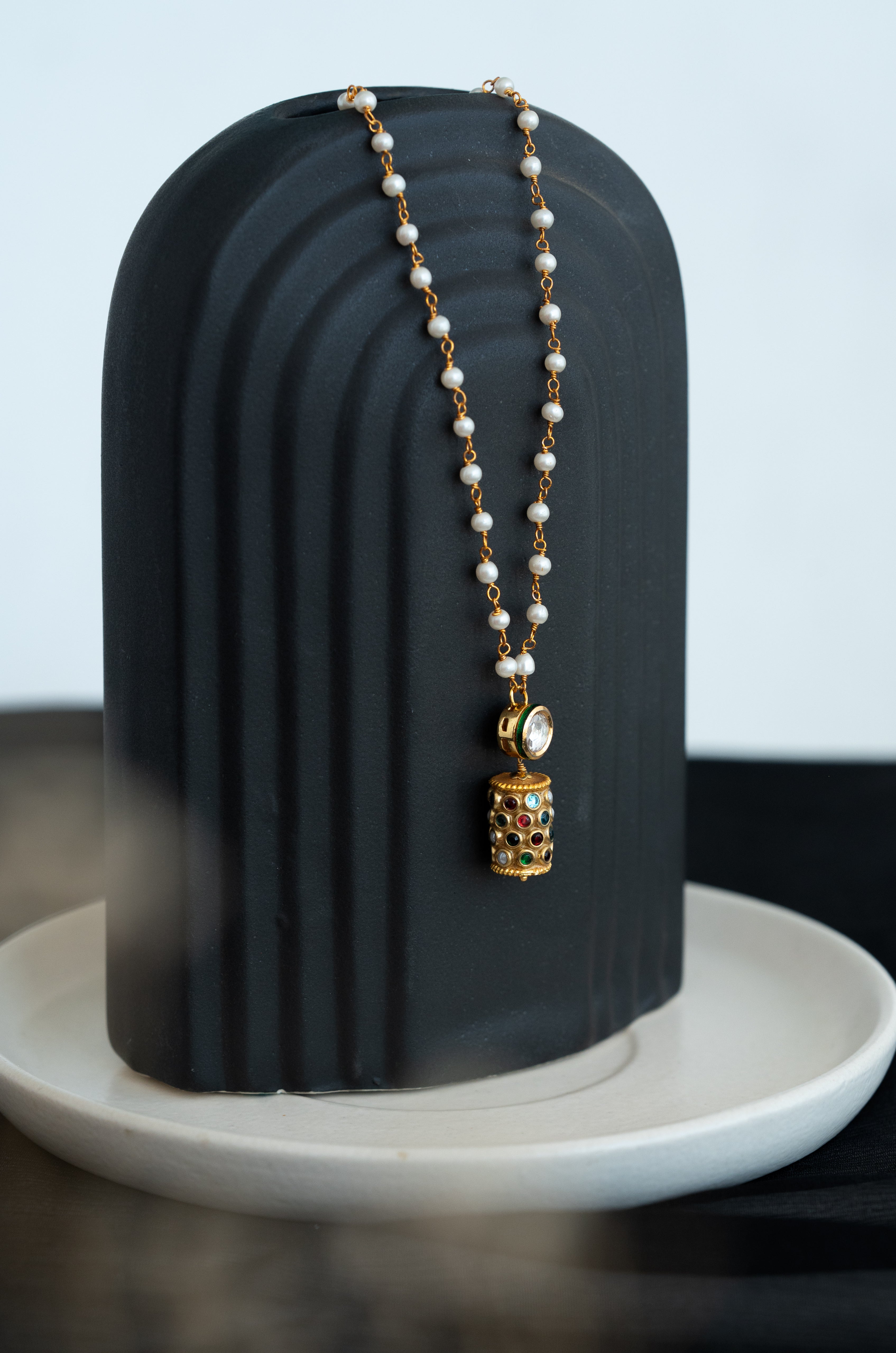 Delicate Multi Beaded Kundan Jadau Pendant Set