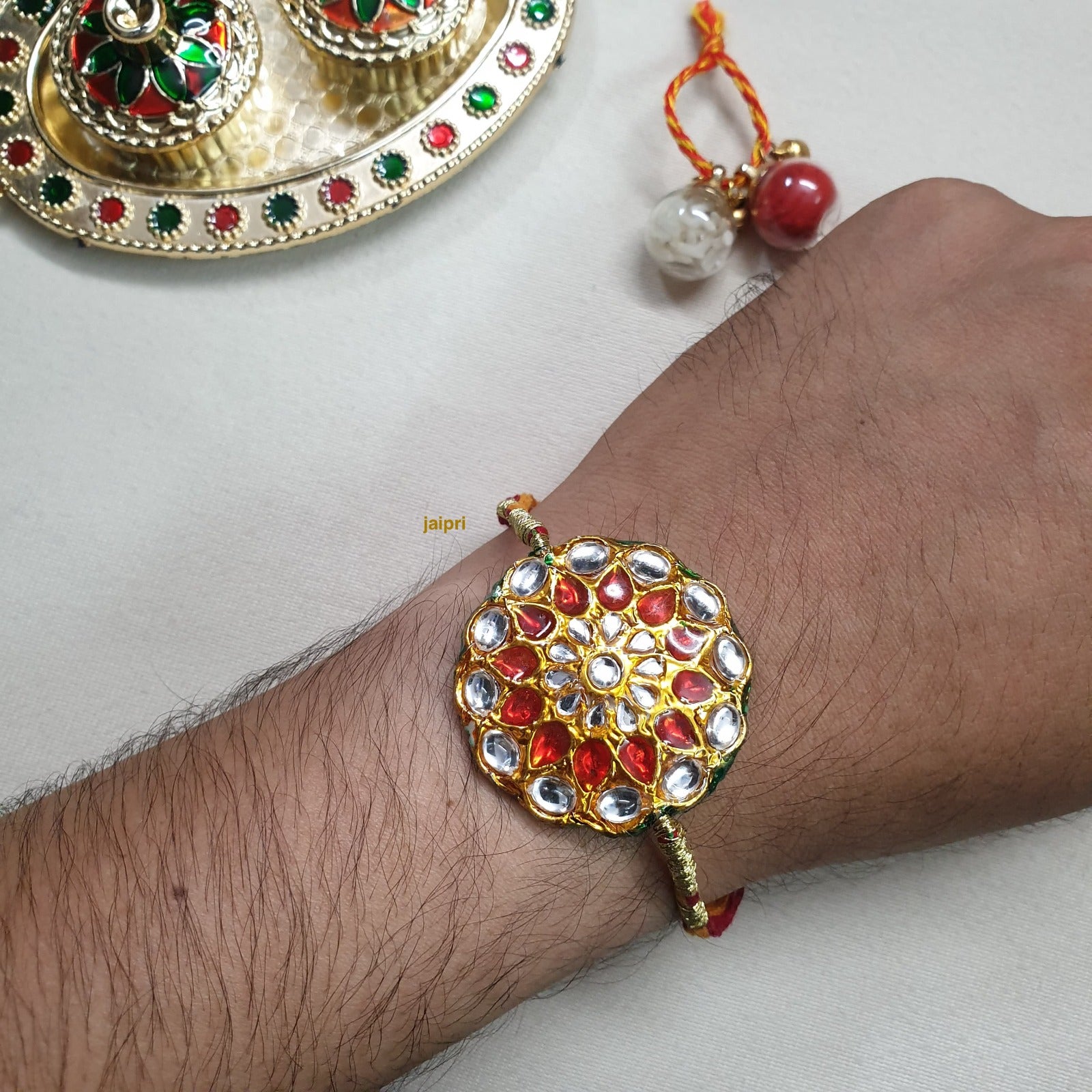 Red Kundan Rakhi